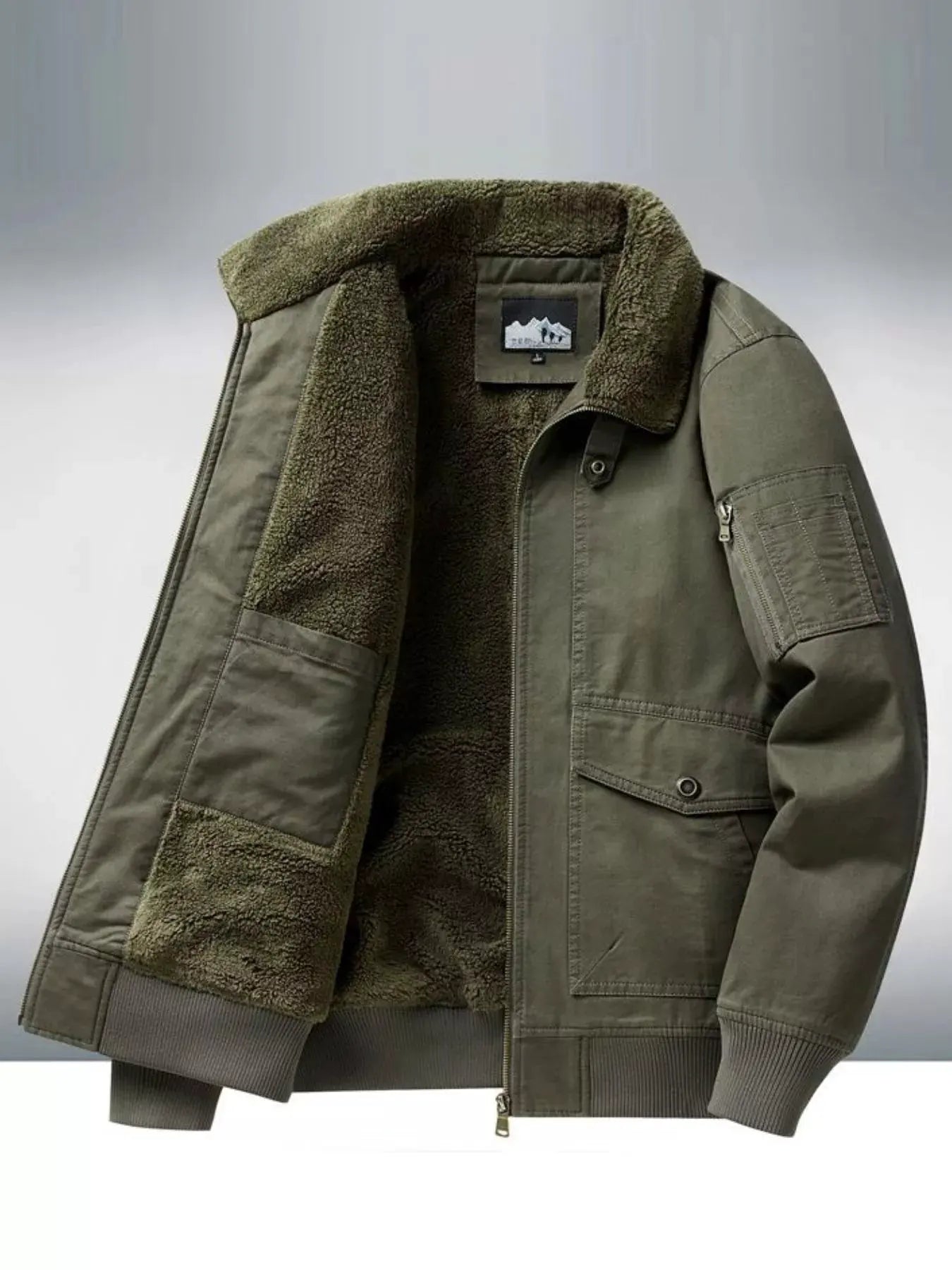 Men's Plus Size Warm Sherpa Lined Zip Up Jacket by Partner Label