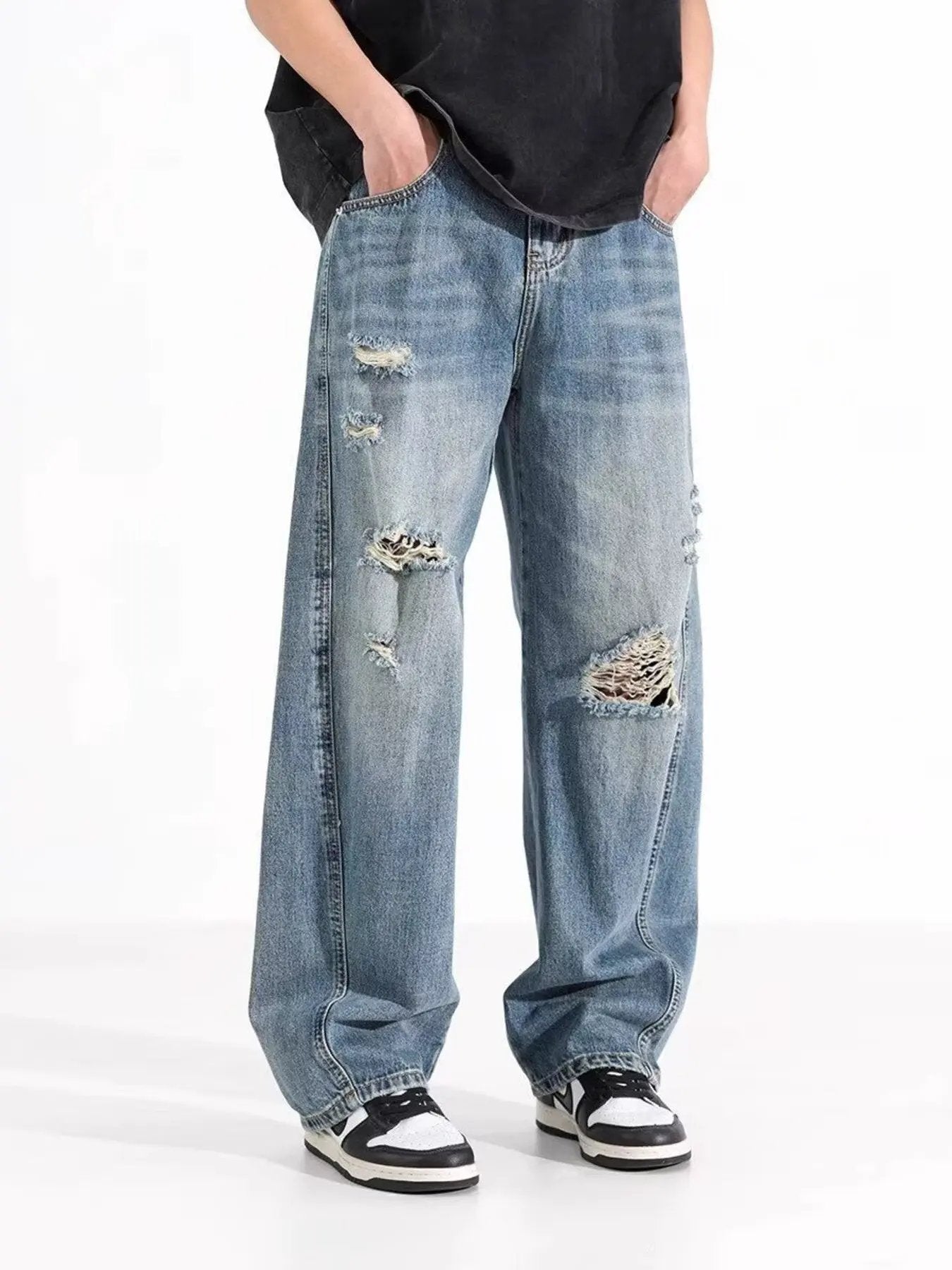 Men's Full Size Distressed Wide Leg Jeans Plus Size by Partner Label