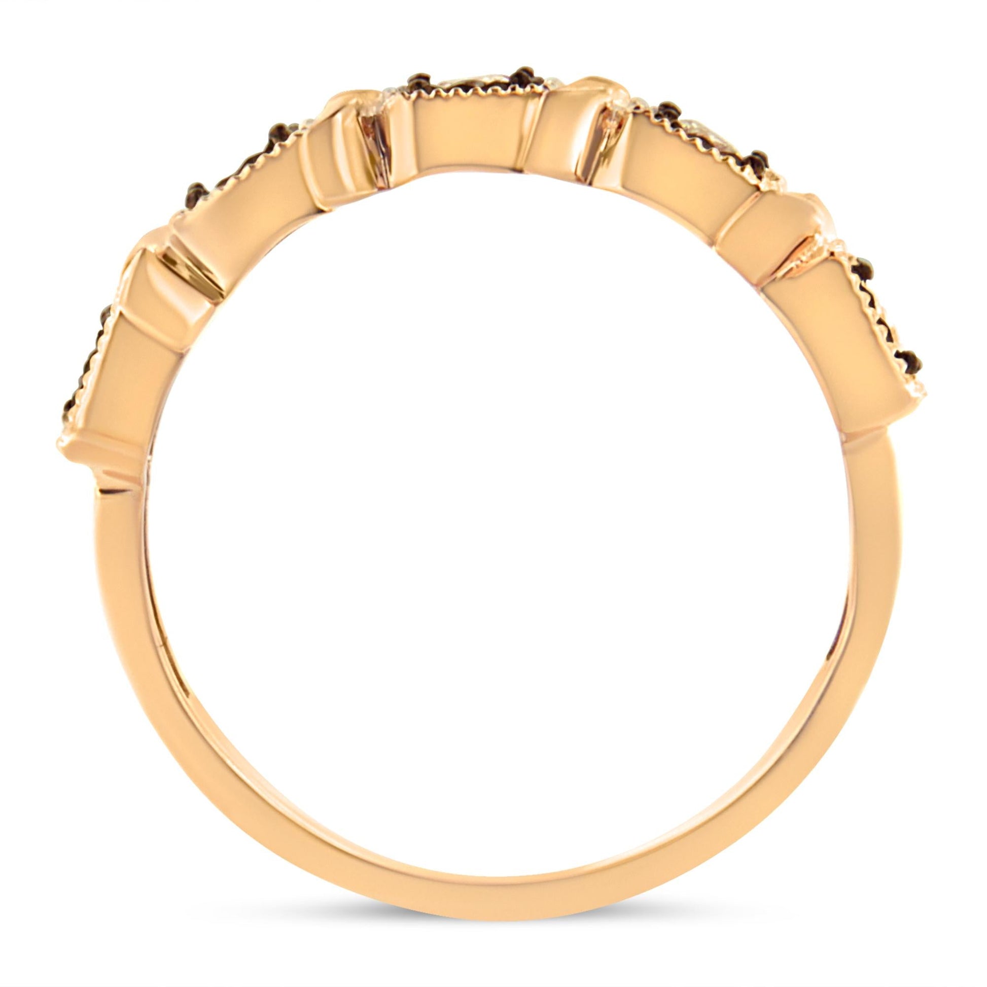 10K Rose Gold Flashed .925 Sterling Silver Miracle-Set 1/4 Cttw Diamond 5-Stone Band Ring  (J-K Color, I1-I2 Clarity)-1