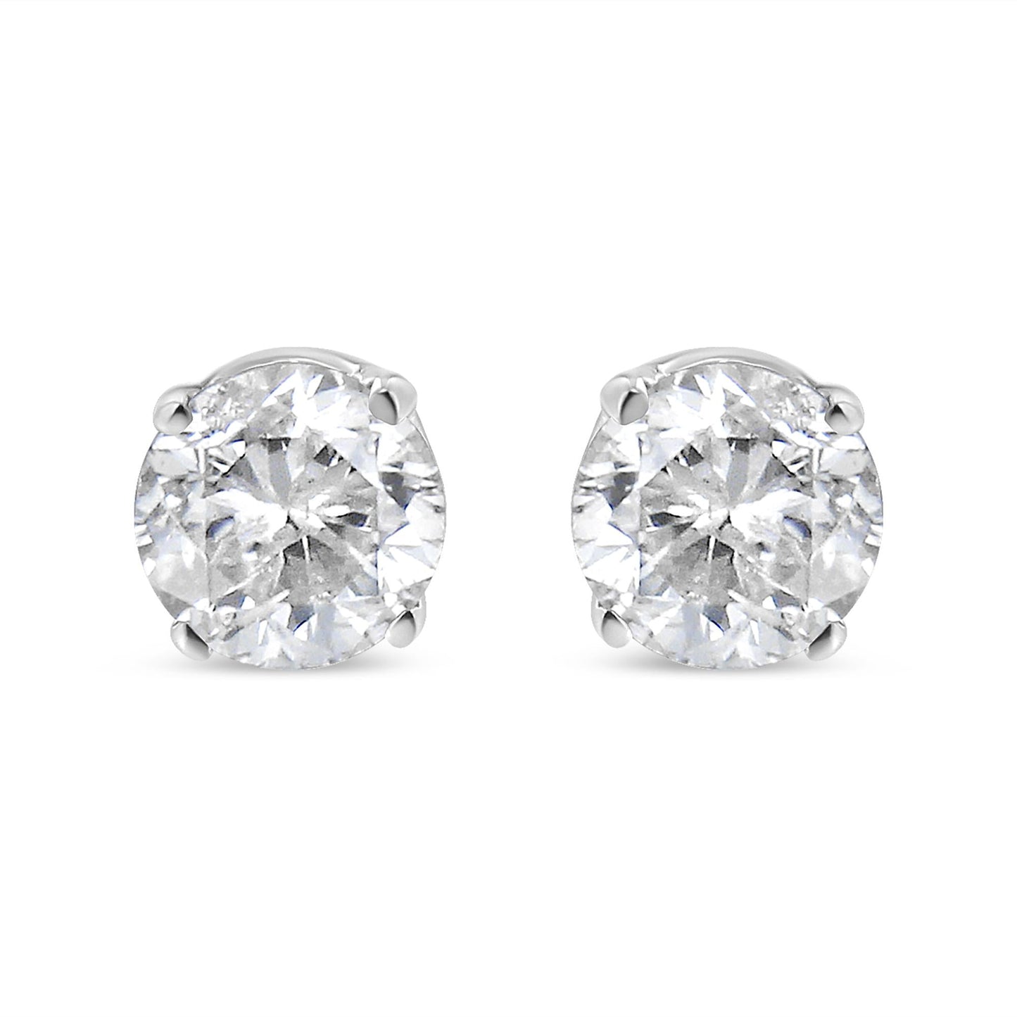 14K White Gold 5/8 Cttw Round Brilliant-Cut Lab Grown Diamond Classic 4-Prong Push back Stud Earrings (F-G Color, VS1-VS2 Clarity)-0