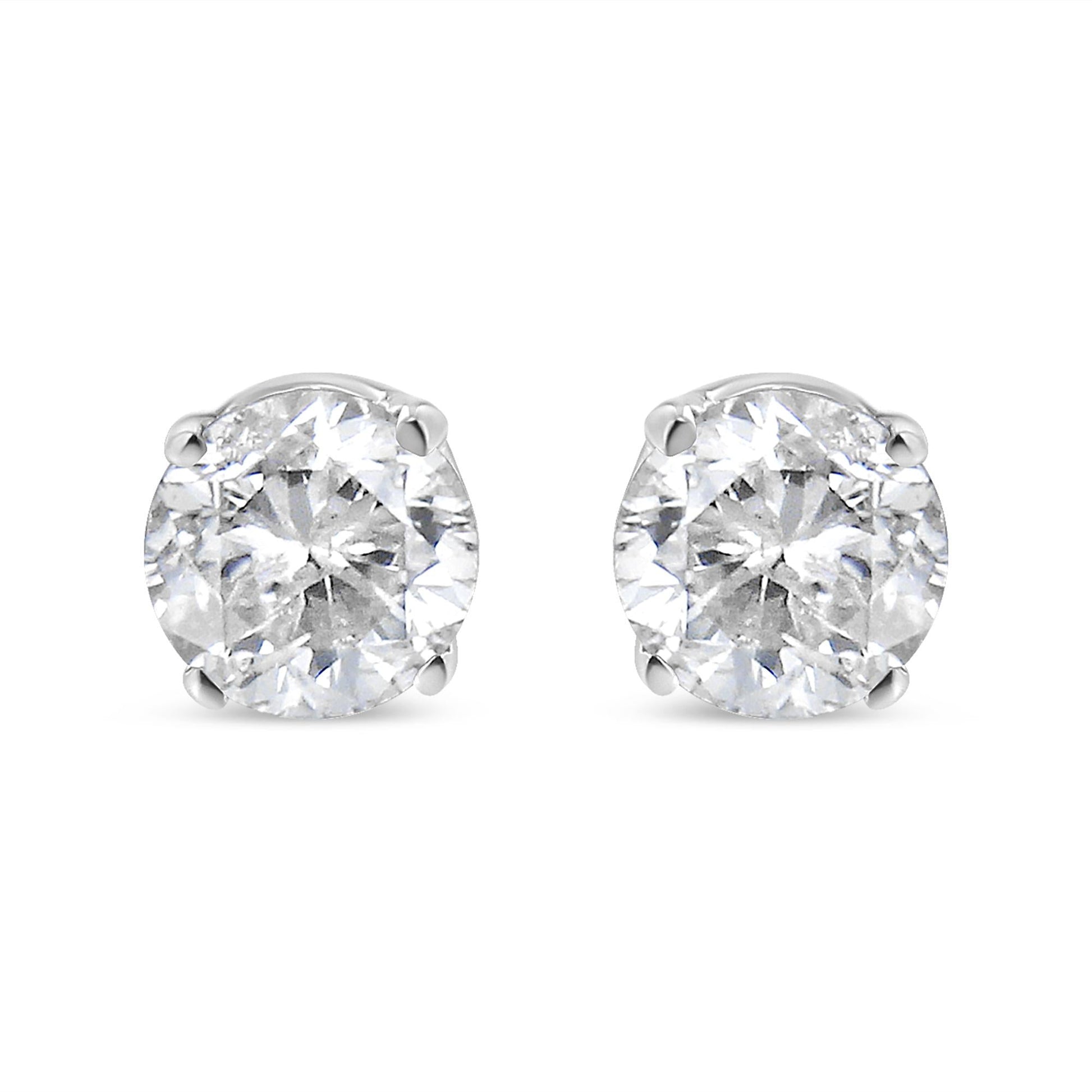 14K White Gold 5/8 Cttw Round Brilliant-Cut Lab Grown Diamond Classic 4-Prong Push back Stud Earrings (F-G Color, VS1-VS2 Clarity)-0
