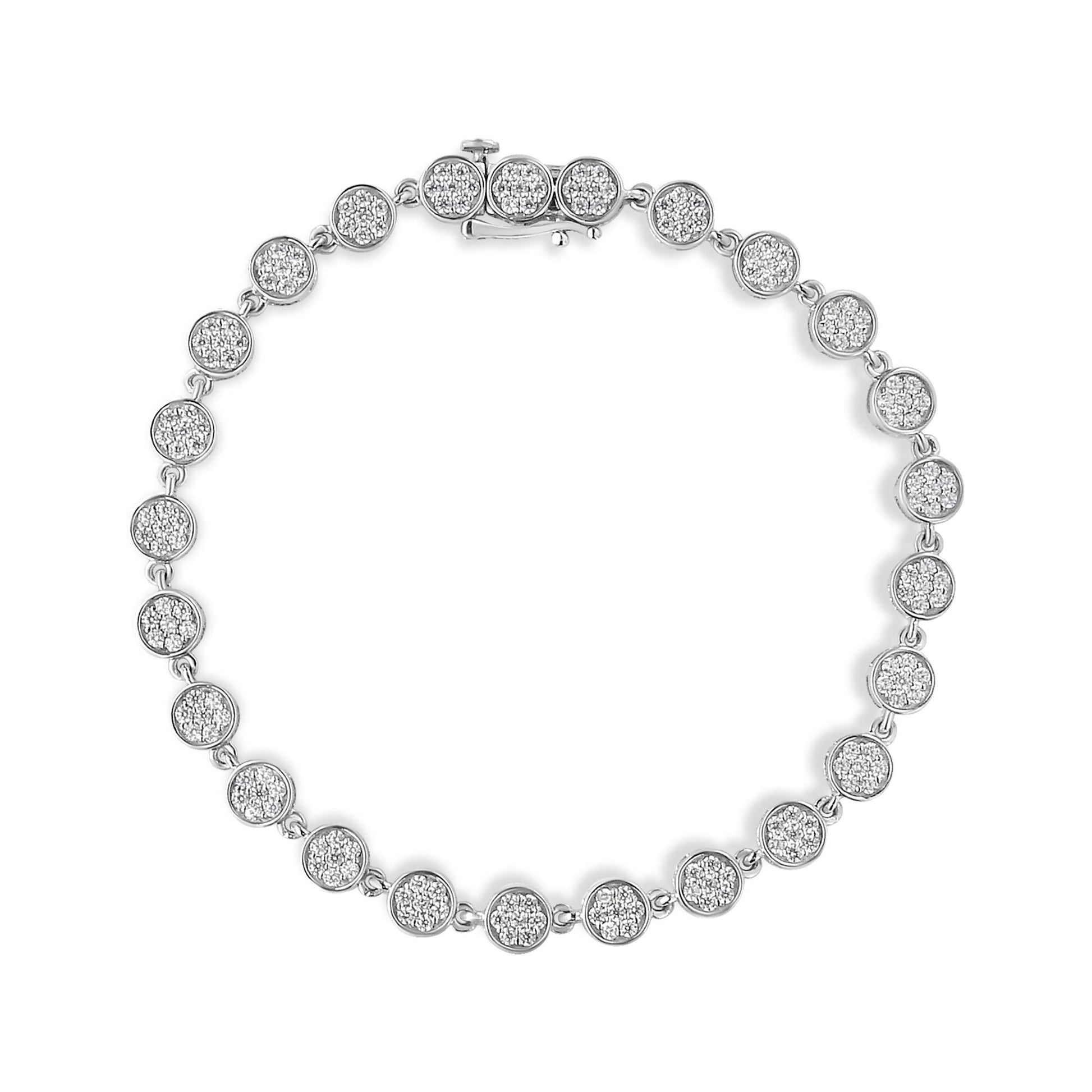 .925 Sterling Silver 2.0 Cttw Round Diamond Link Bracelet (G-H Color, I1-I2 Clarity) - 7.25"-0