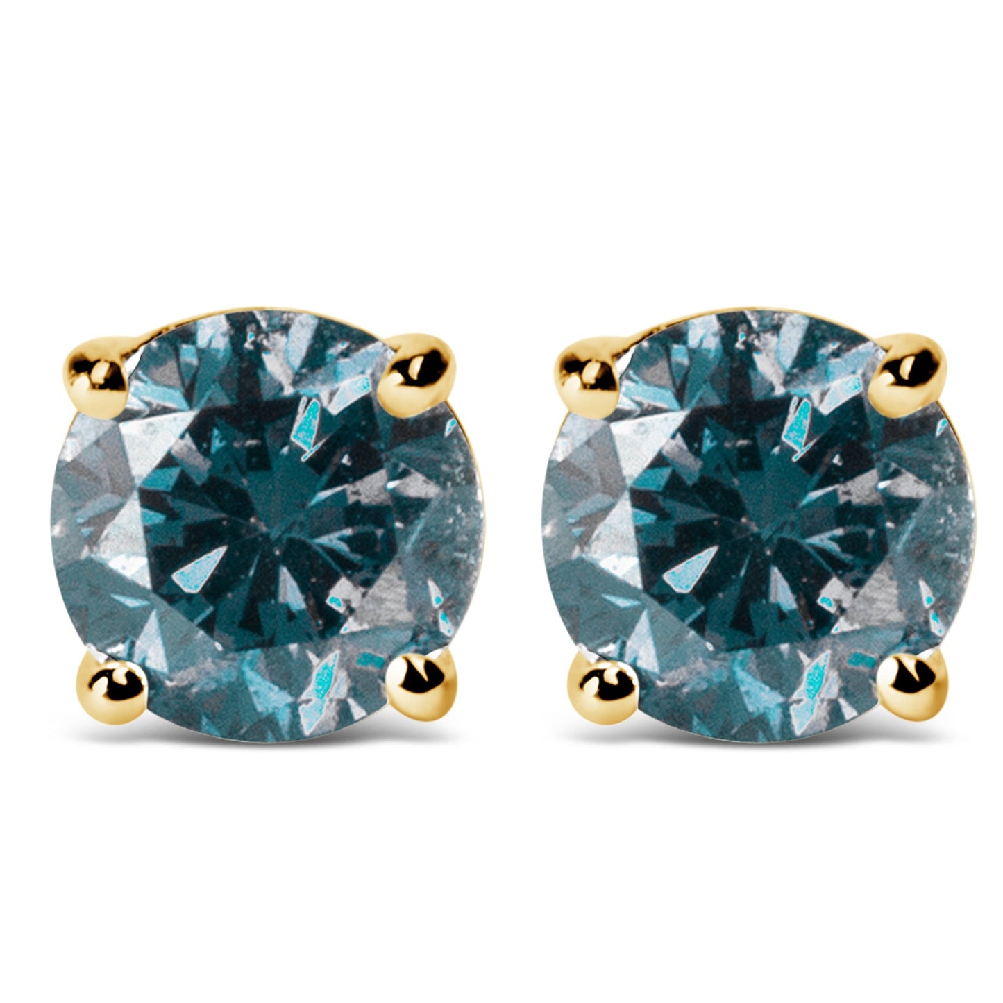 14K Gold Blue Lab Grown Diamond Stud Earrings with Screw Backs-1