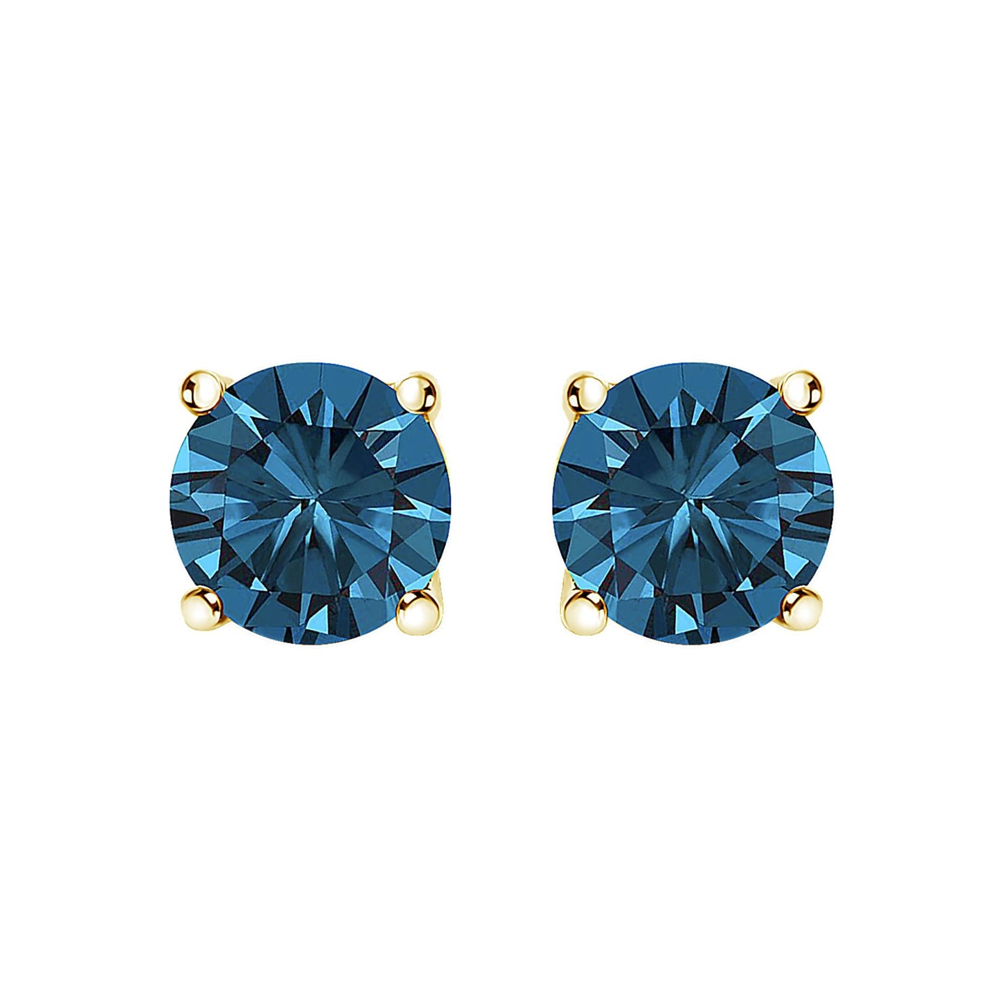 14K Gold Blue Lab Grown Diamond Stud Earrings with Screw Backs-3