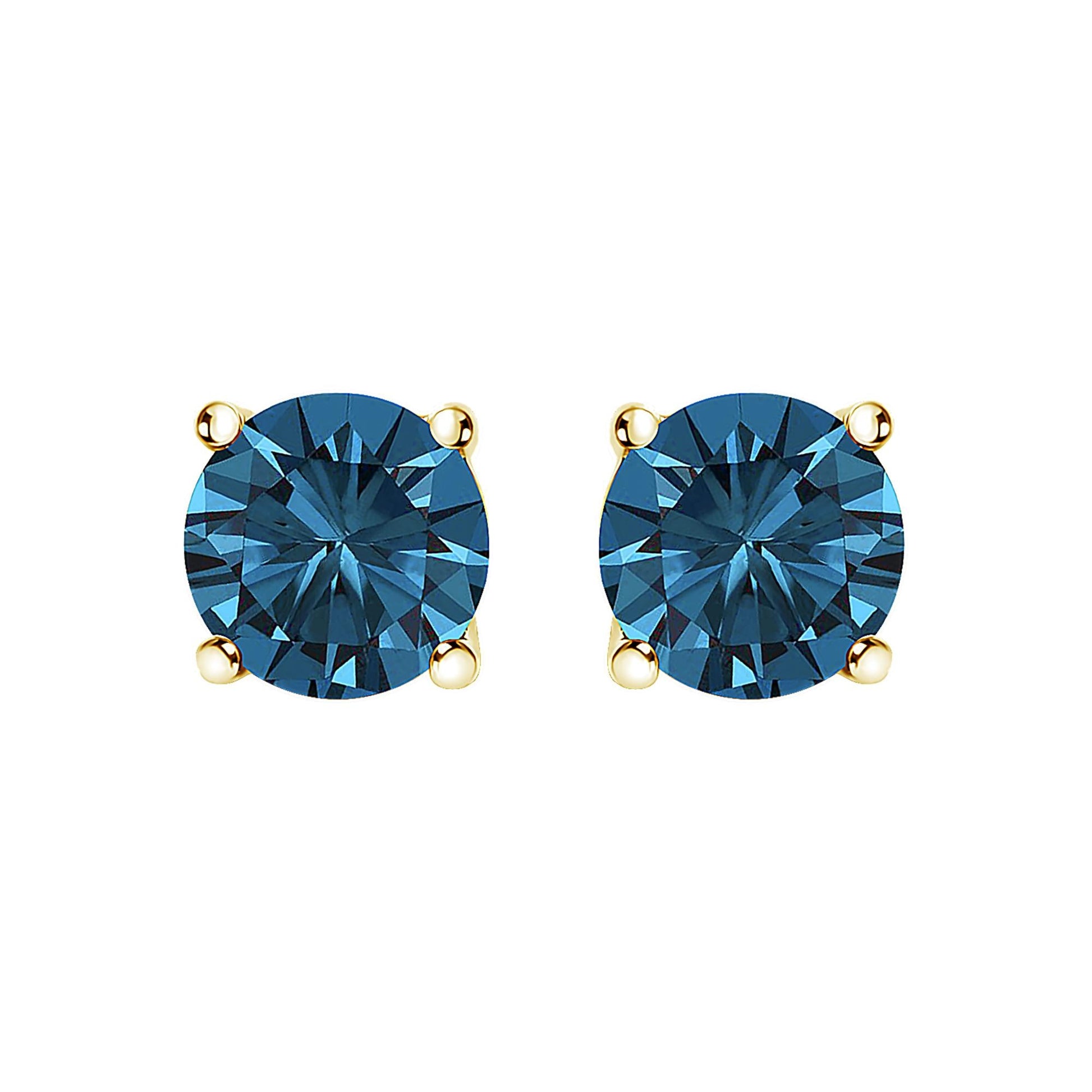 14K Gold Blue Lab Grown Diamond Stud Earrings with Screw Backs-3