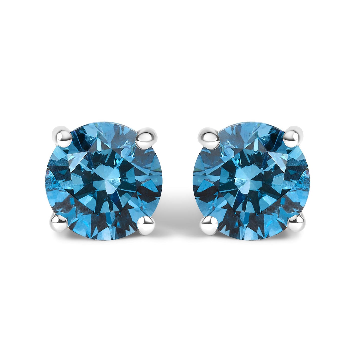 14K Gold Blue Lab Grown Diamond Stud Earrings with Screw Backs-4