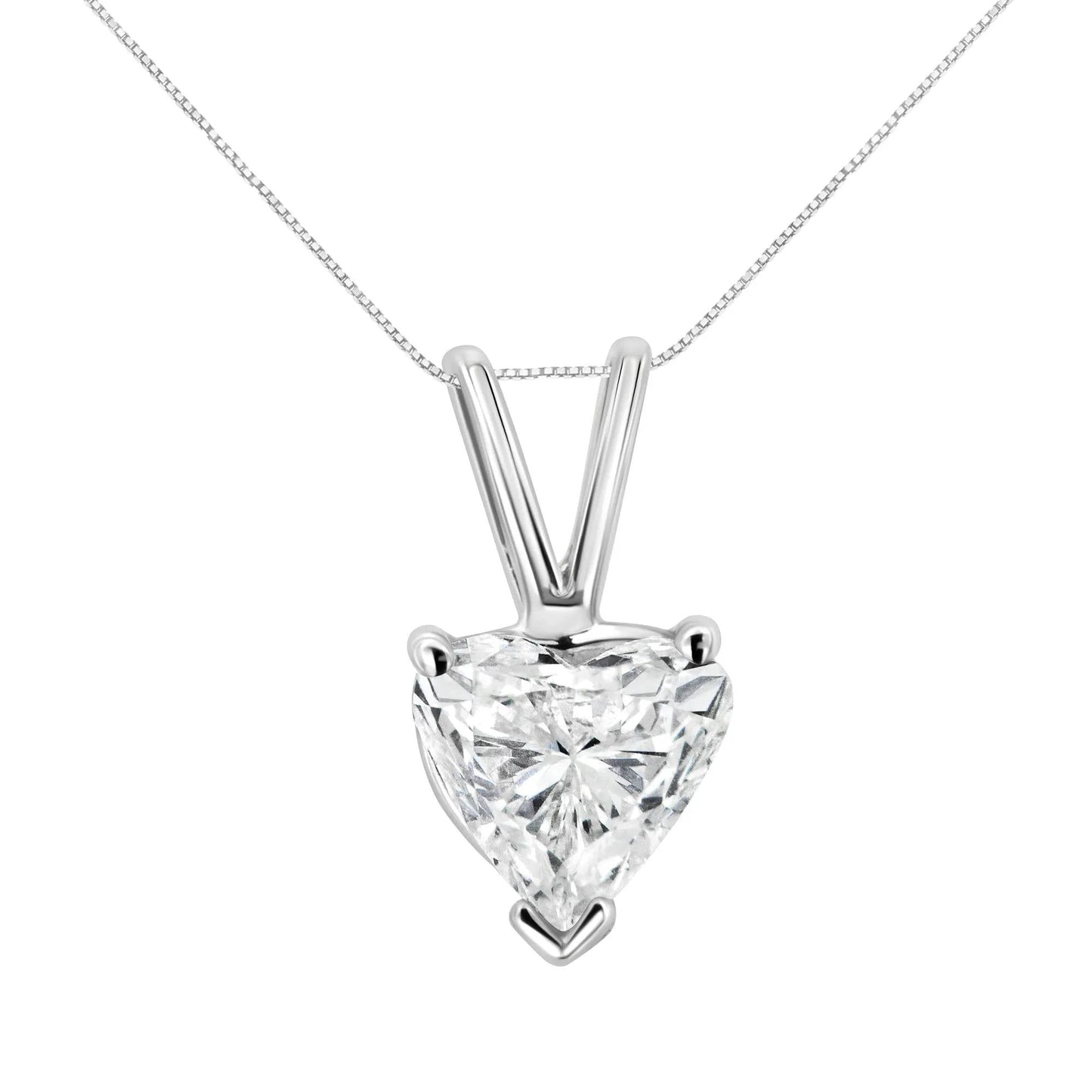 10K White Gold Diamond 3 Stone Trio Heart Stud Necklace (I-J Color, I1-I2 Clarity) by Infinite Jewels
