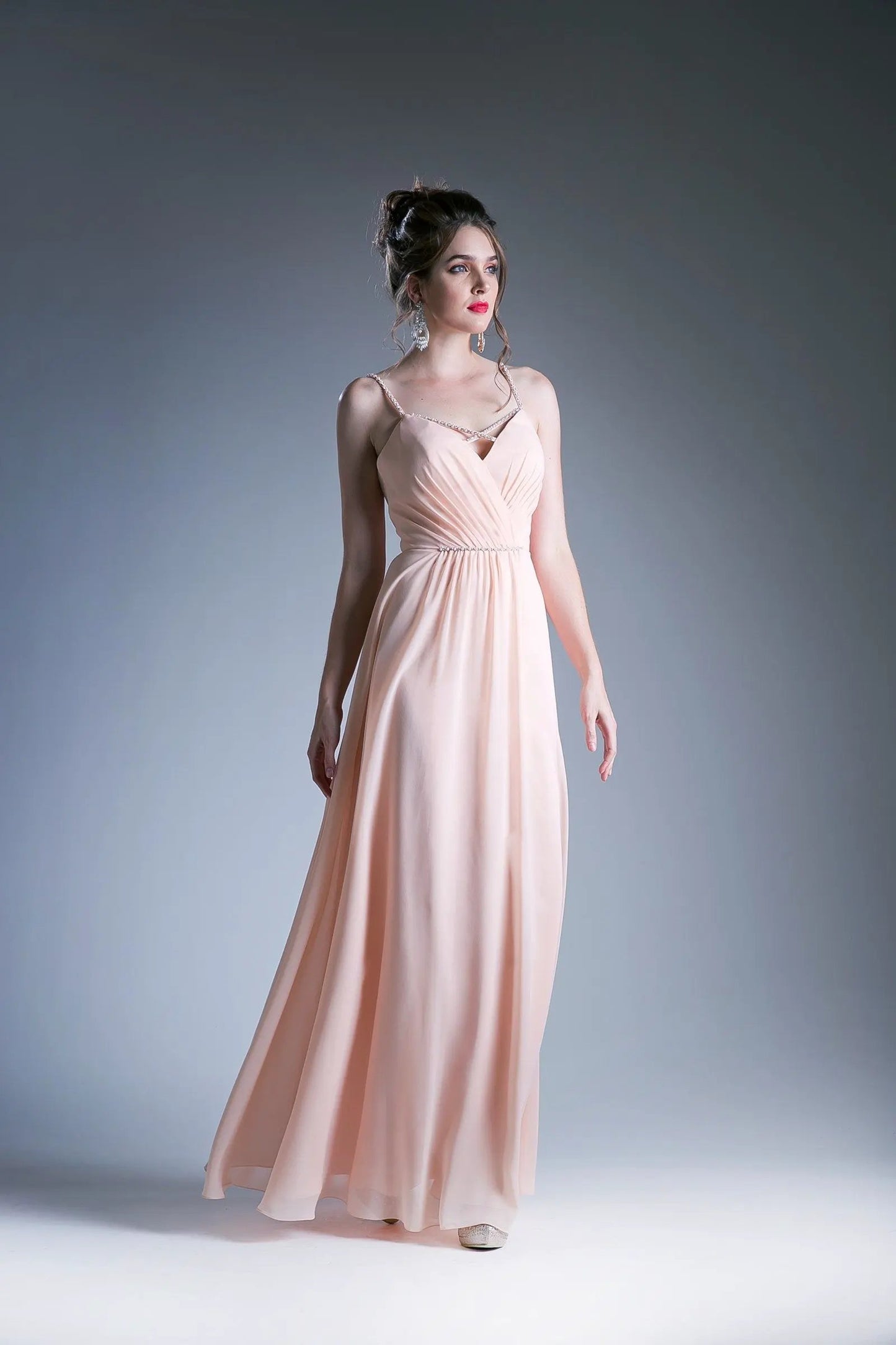 V Neckline With a Beaded Band Dress by Tux-USA