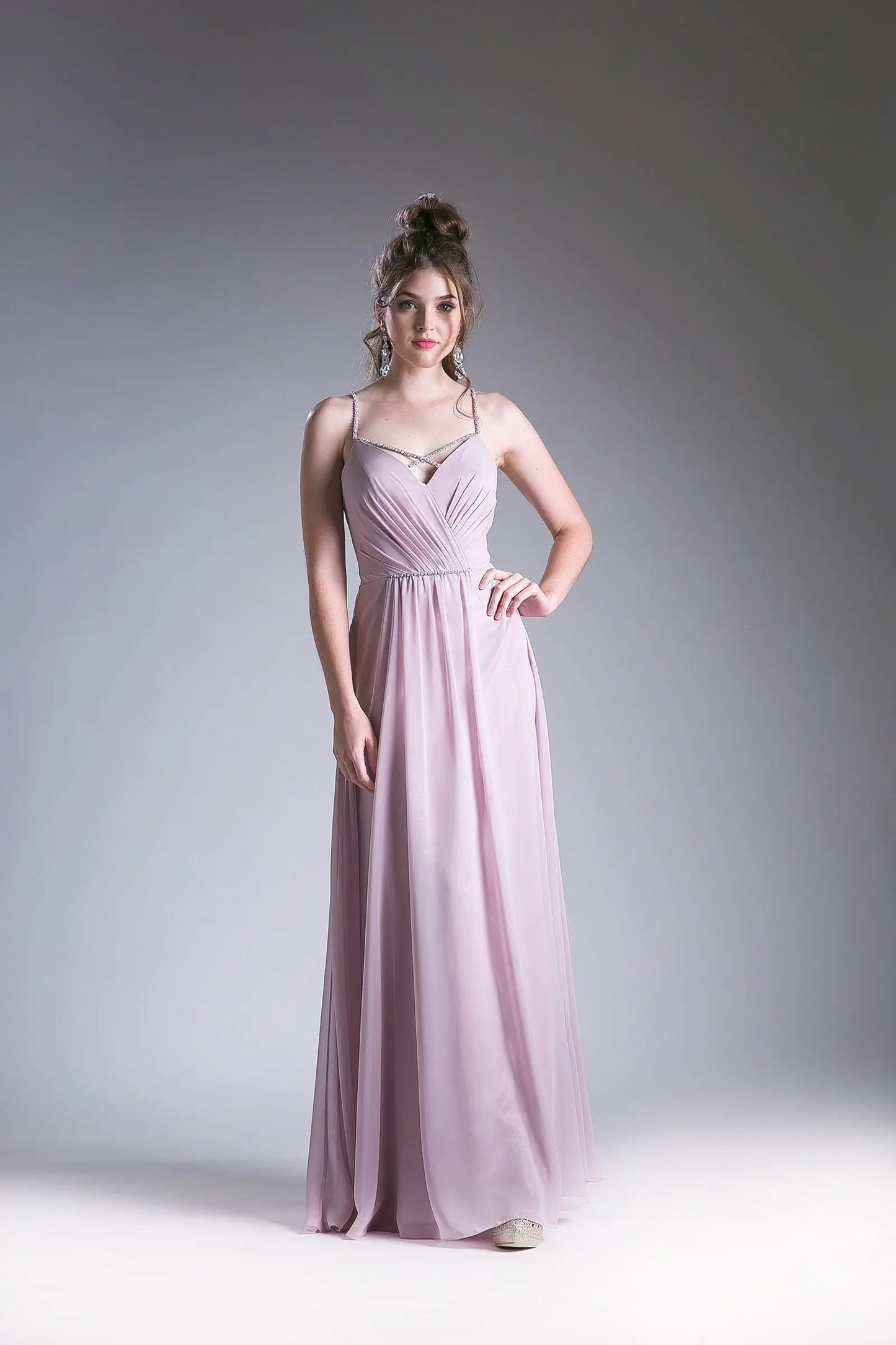 V Neckline With a Beaded Band Dress by Tux-USA