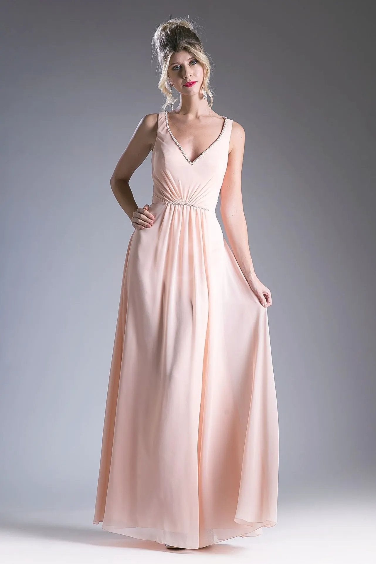 A-line dress with v-neck and straps on the back by Tux-USA