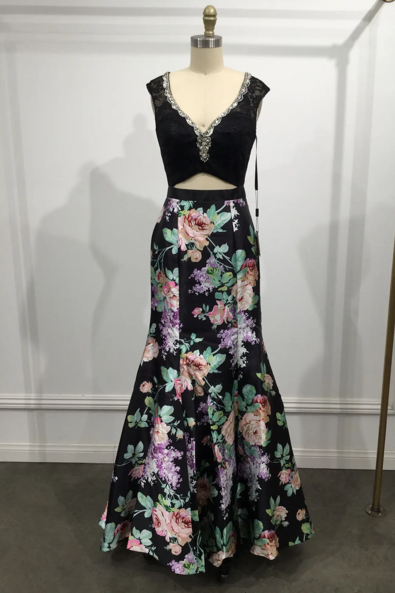 Long Two-Pieces Dress with Floral Skirt by Tux-USA