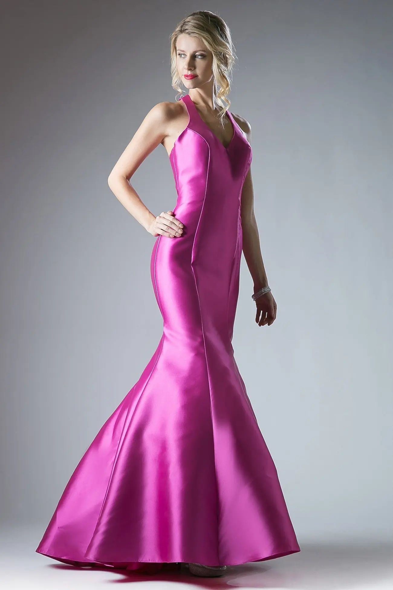 Fitted Mikado Mermaid Gown With Scoop Neckline and Razorback by Tux-USA