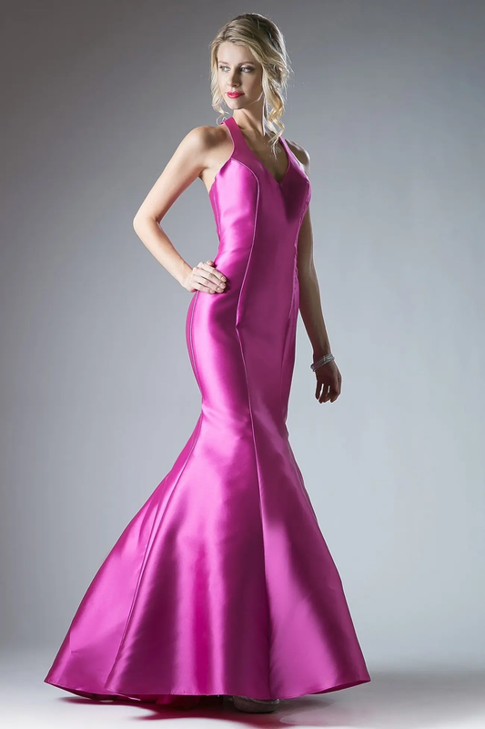 Fitted Mikado Mermaid Gown With Scoop Neckline and Razorback by Tux-USA