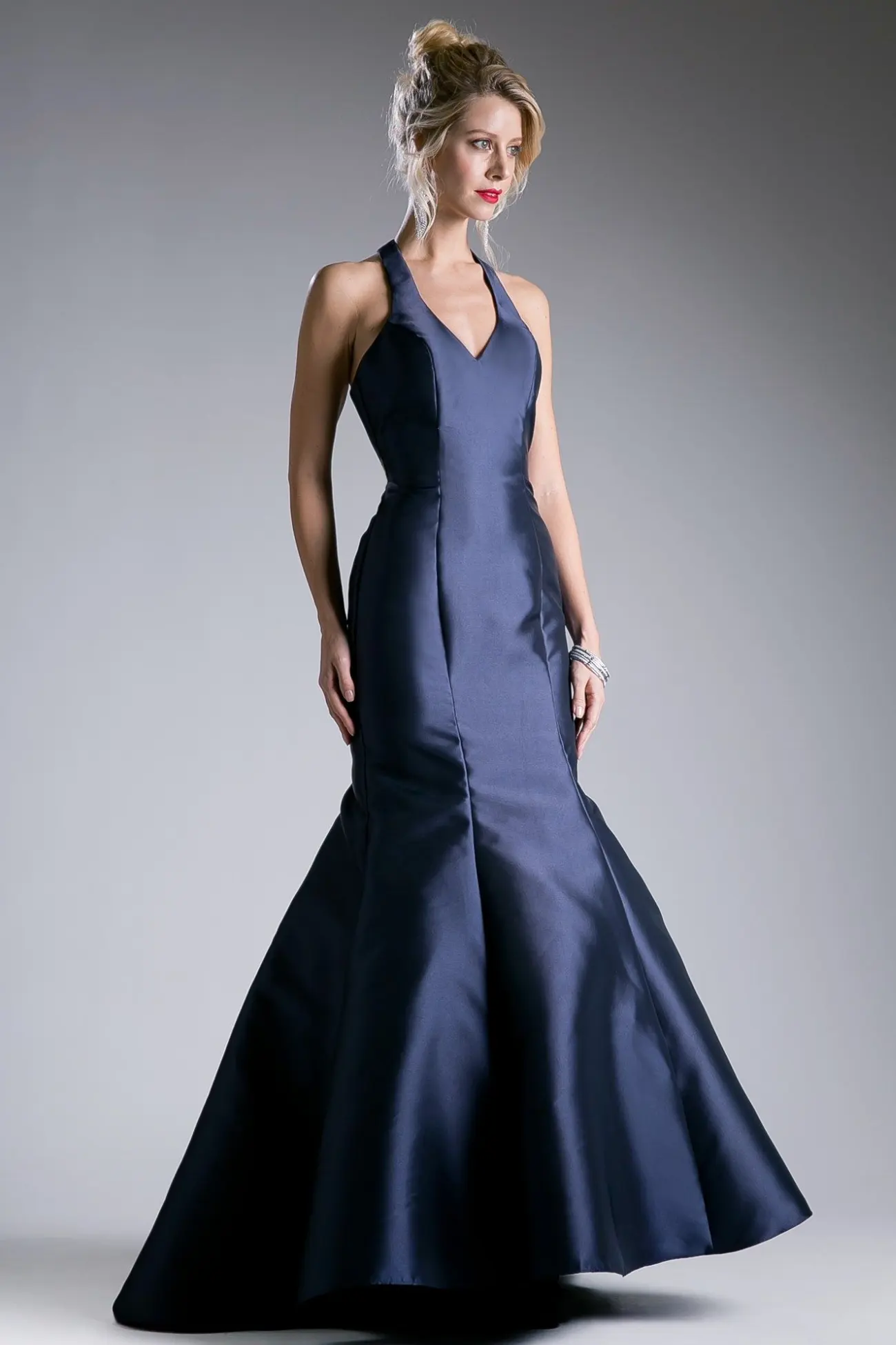 Fitted Mikado Mermaid Gown With Scoop Neckline and Razorback by Tux-USA
