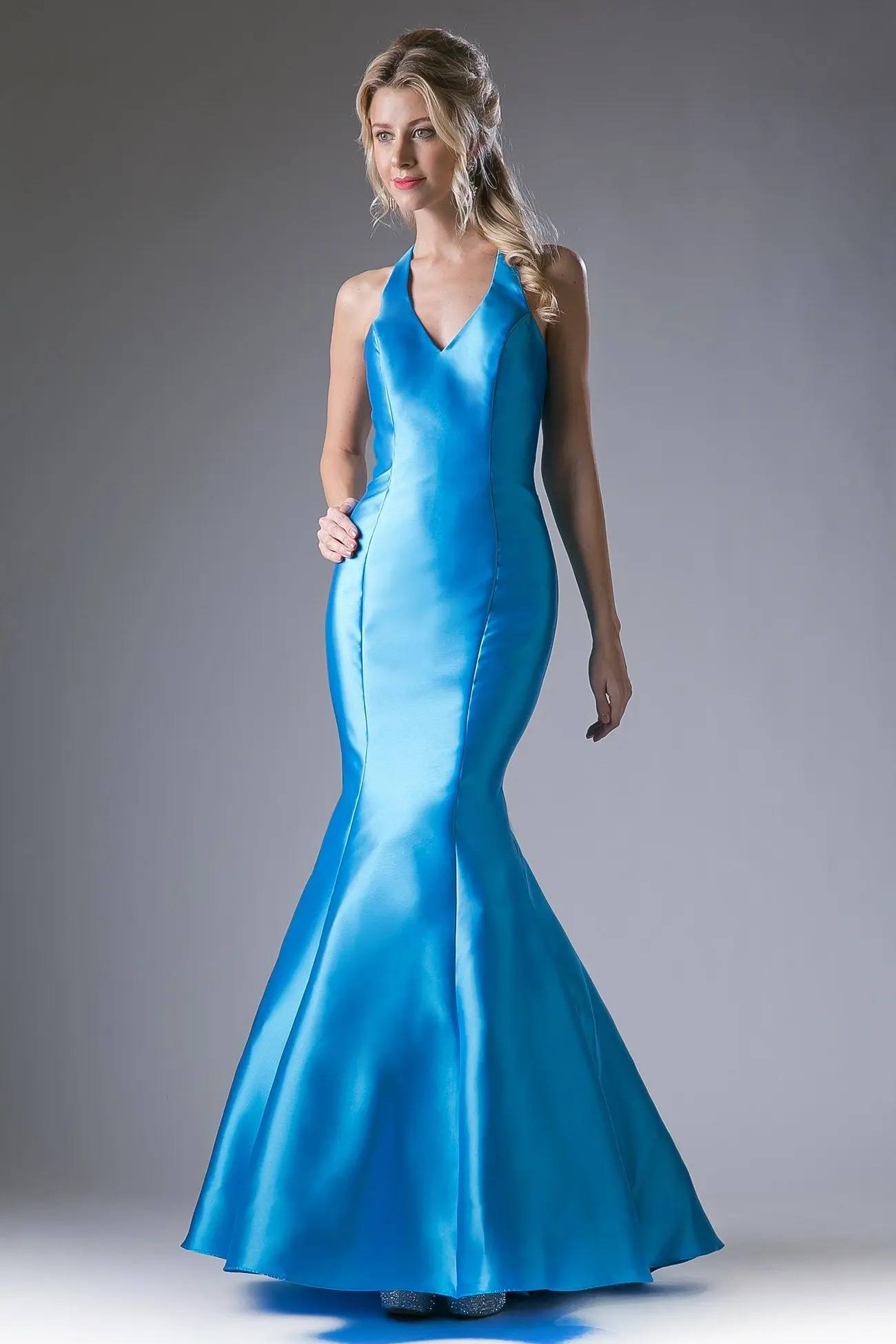 Fitted Mikado Mermaid Gown With Scoop Neckline and Razorback by Tux-USA