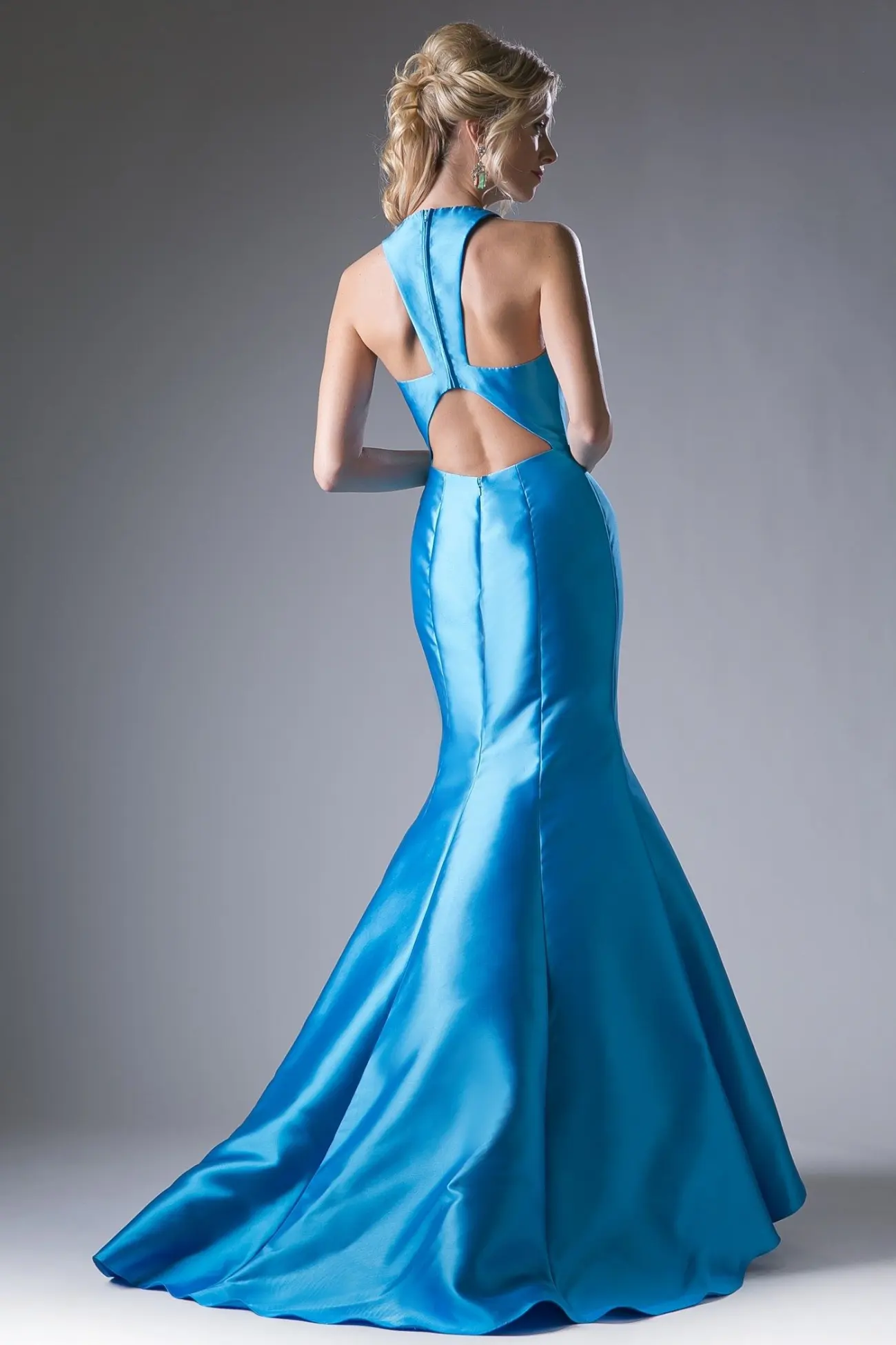 Fitted Mikado Mermaid Gown With Scoop Neckline and Razorback by Tux-USA