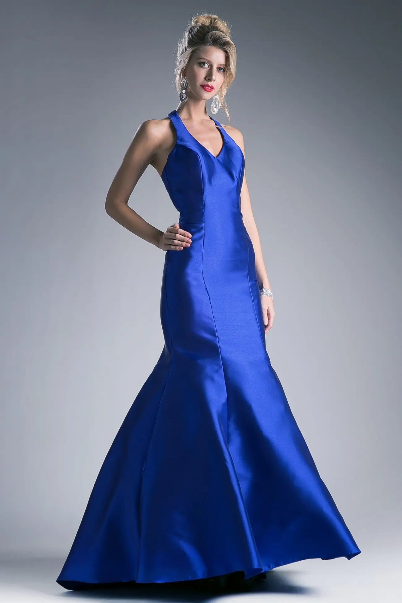 Fitted Mikado Mermaid Gown With Scoop Neckline and Razorback by Tux-USA