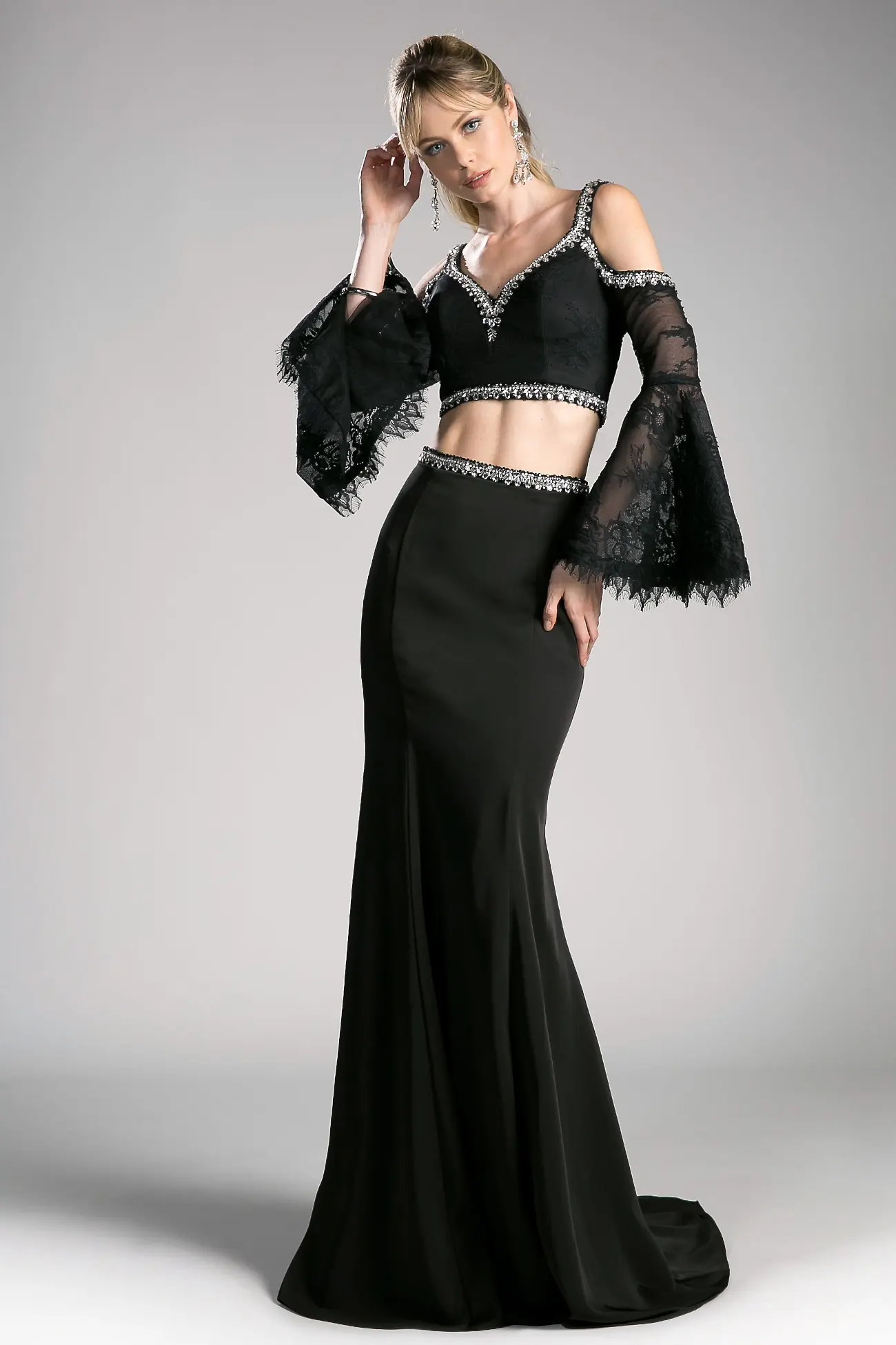 Long Dress with a V-neckline and sparkling Details by Tux-USA