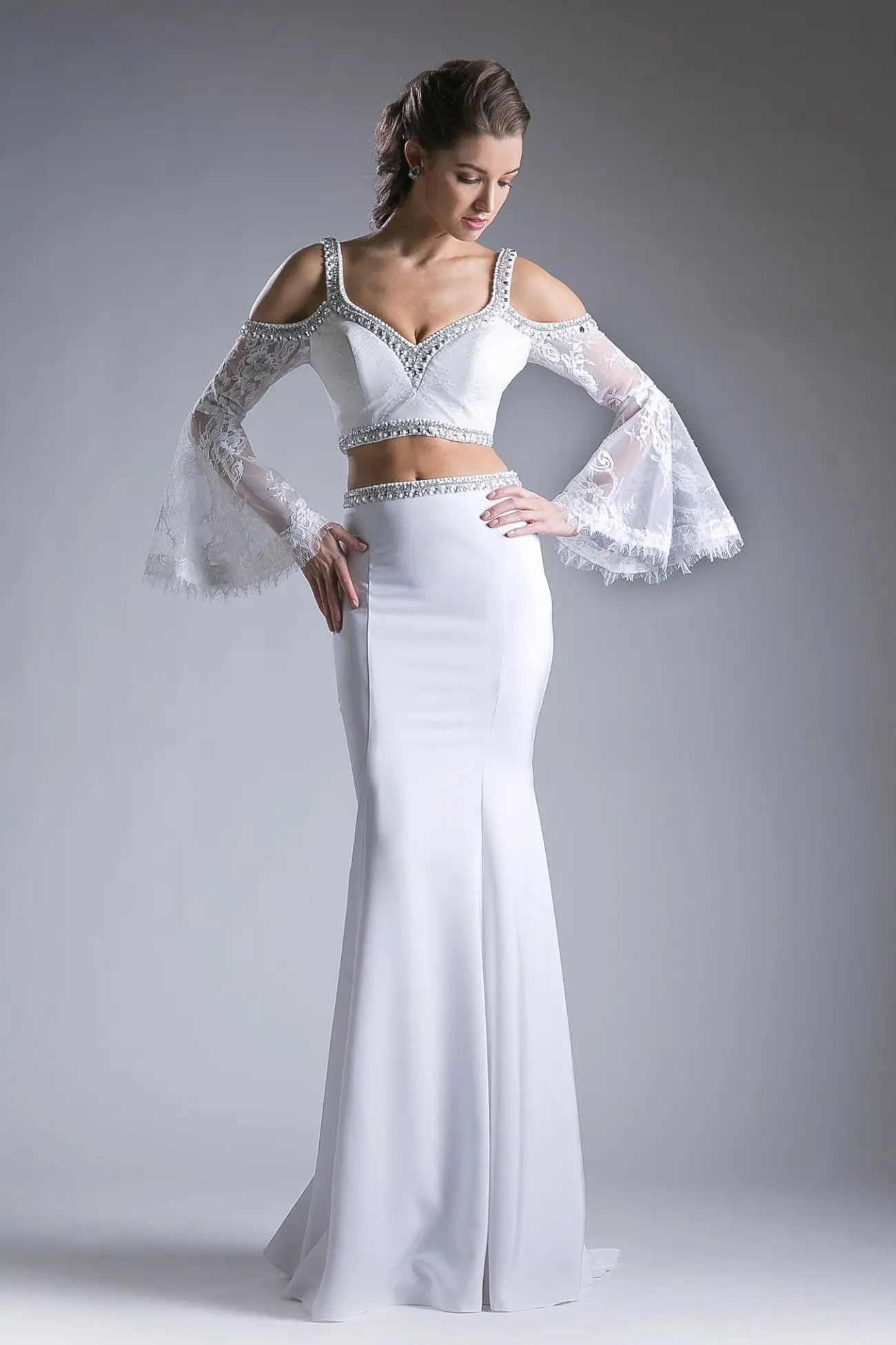 Long Dress with a V-neckline and sparkling Details by Tux-USA