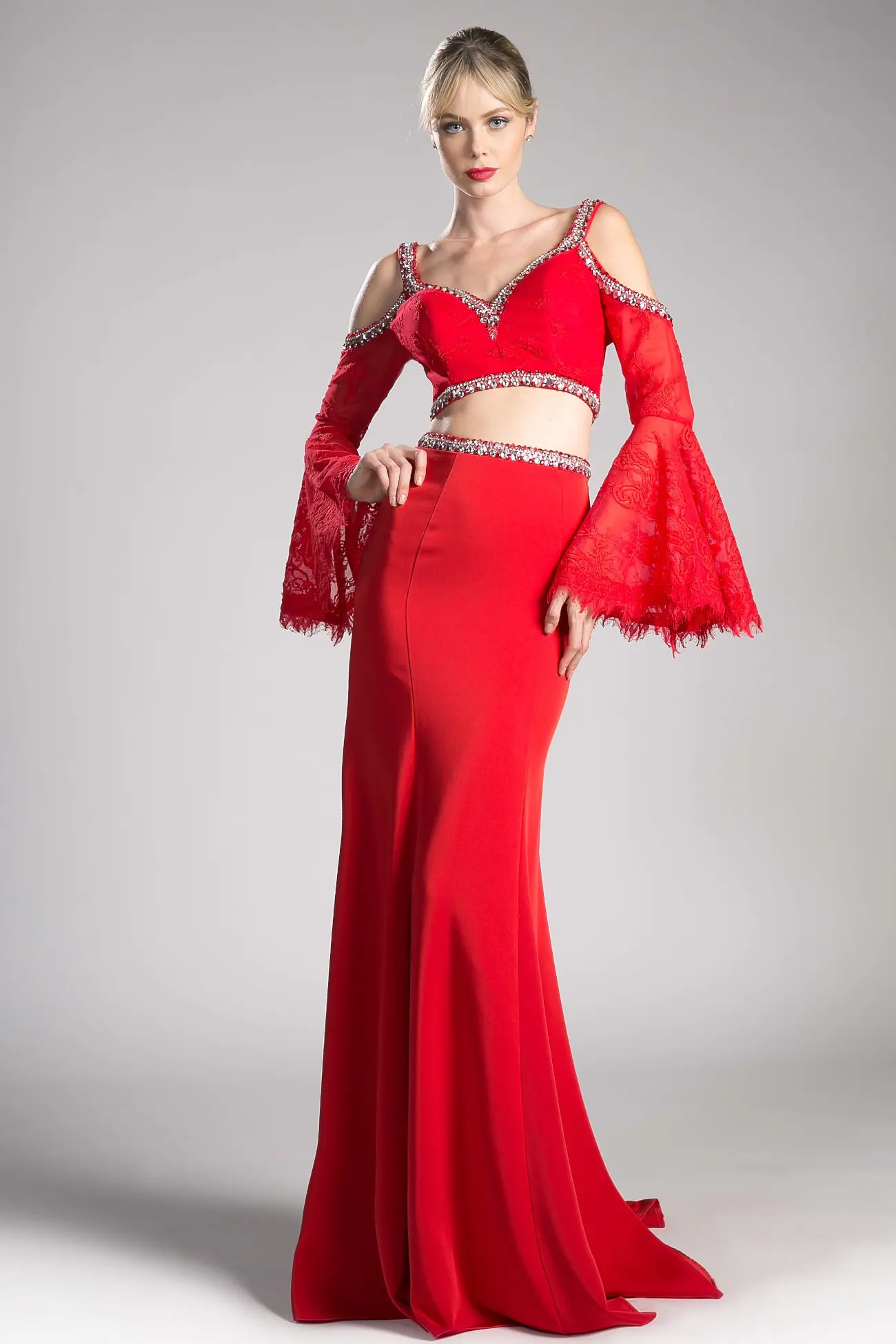 Long Dress with a V-neckline and sparkling Details by Tux-USA