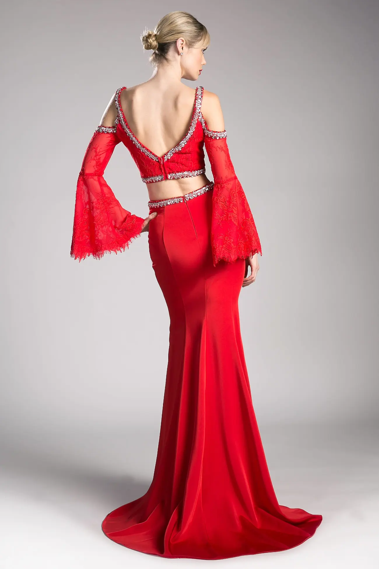 Long Dress with a V-neckline and sparkling Details by Tux-USA