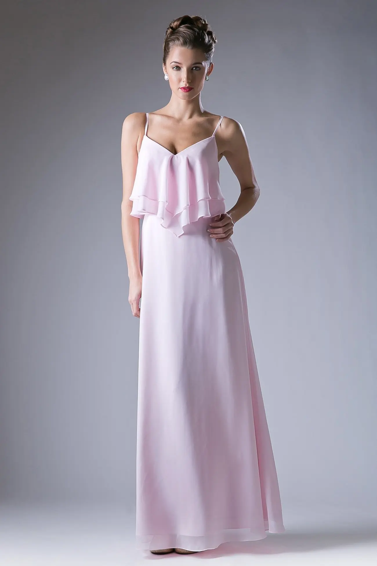 Chiffon Sheath Dress with a V Neckline by Tux-USA