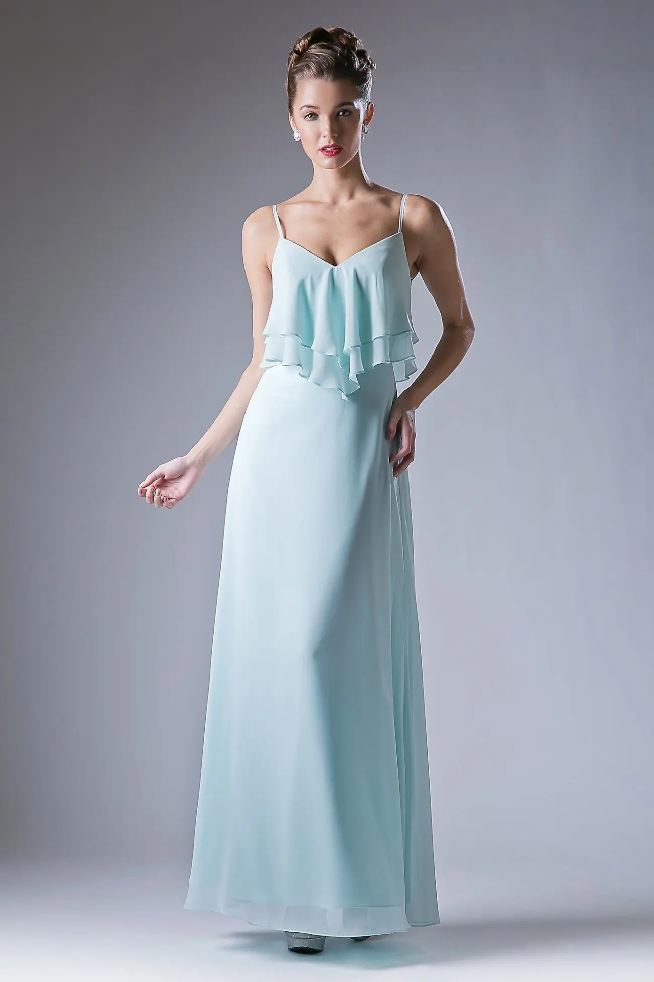 Chiffon Sheath Dress with a V Neckline by Tux-USA