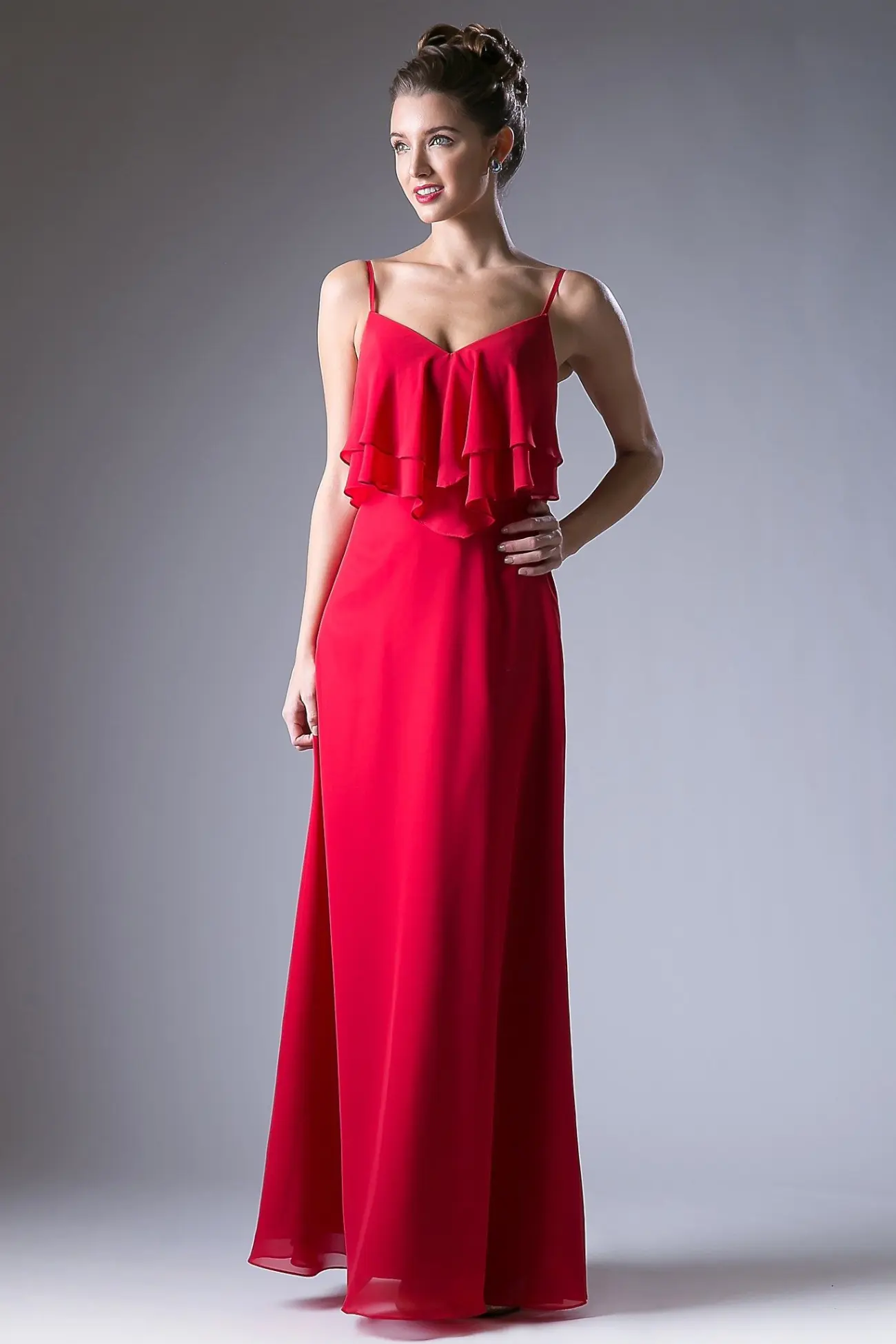 Chiffon Sheath Dress with a V Neckline by Tux-USA