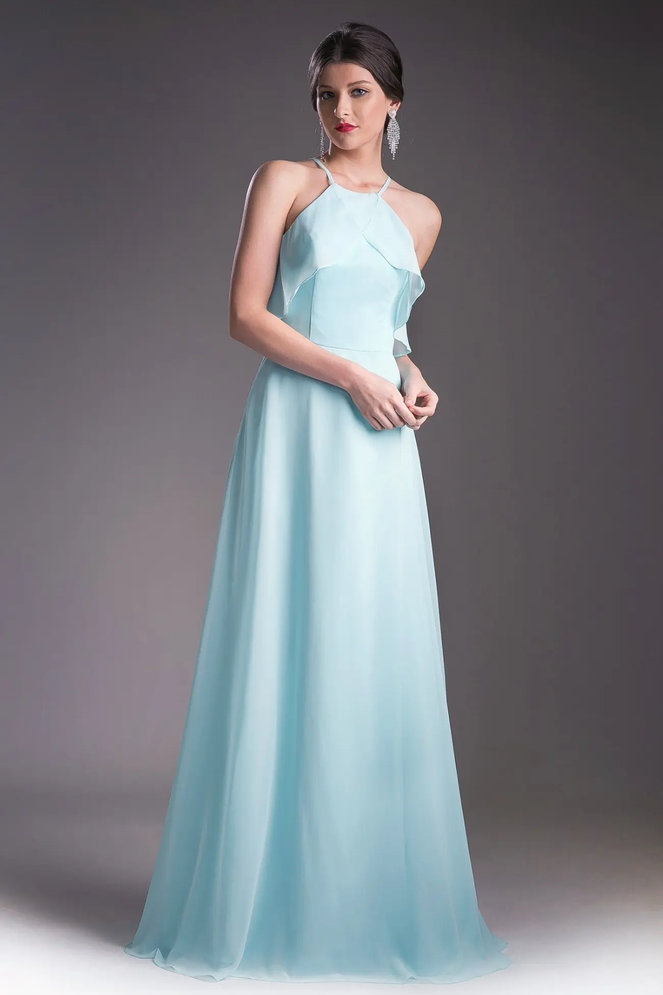 Soft Chiffon Gown with a Halter Neckline by Tux-USA