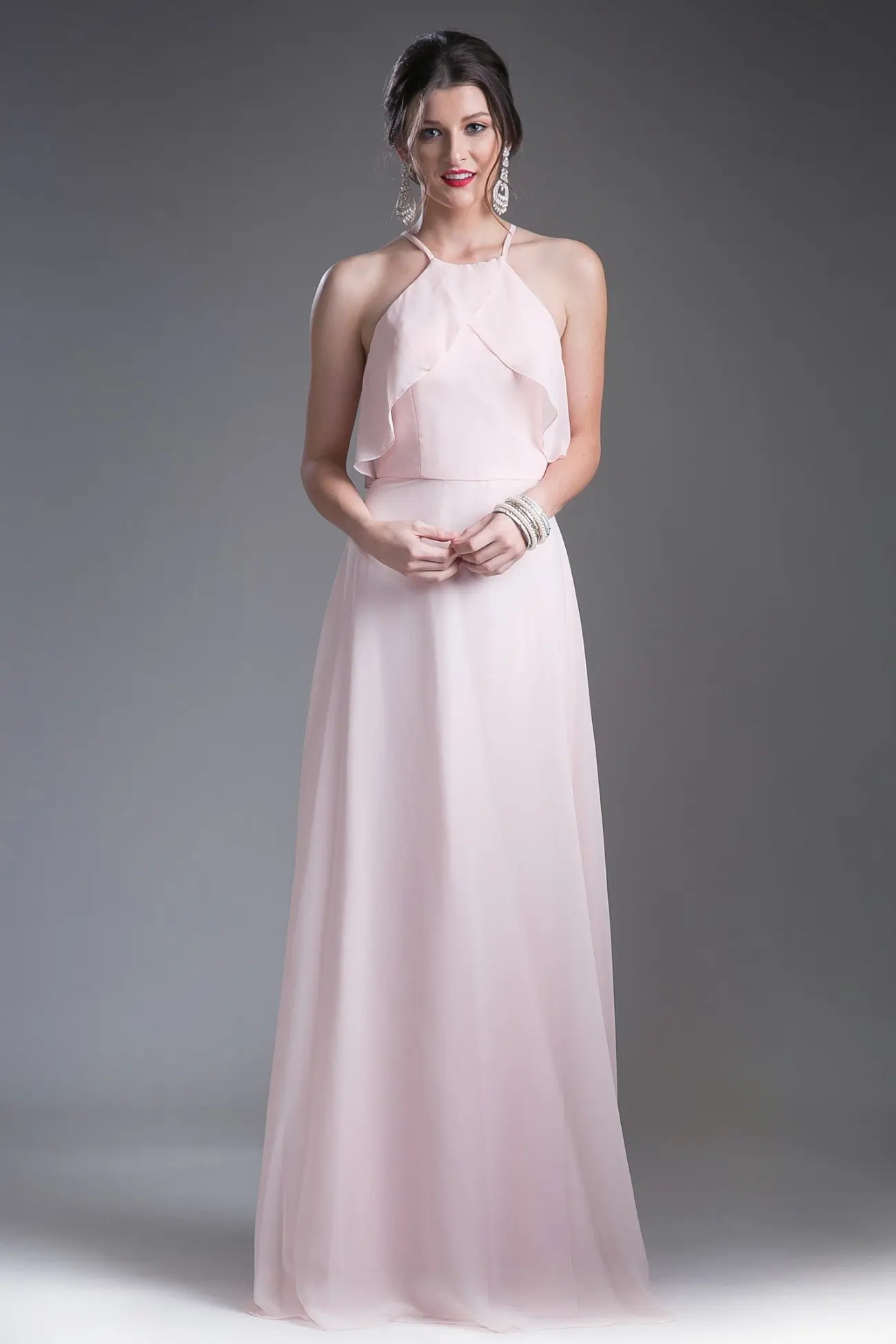 Soft Chiffon Gown with a Halter Neckline by Tux-USA