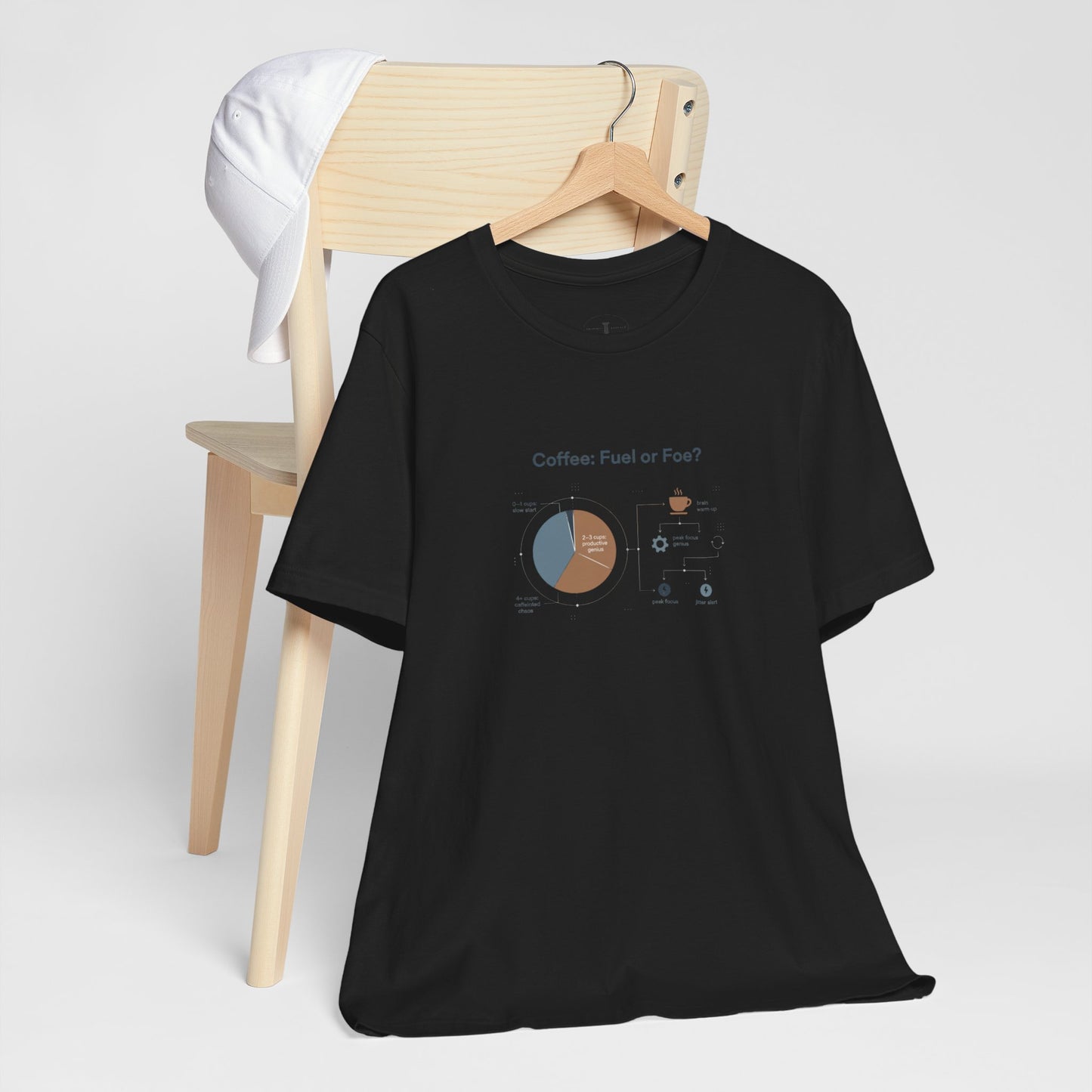 Coffee: Fuel or Foe? Tee | Chart Humor Minimal Diagram T-Shirt