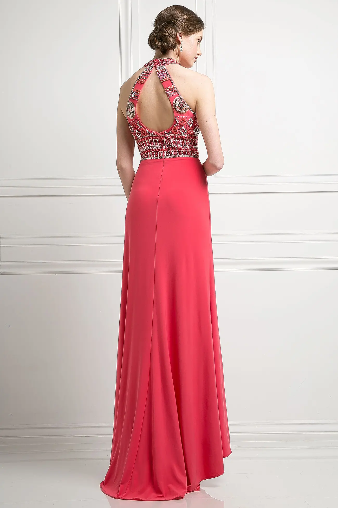 Beaded Bodice Stretch Knit Sheath Dress by Tux-USA
