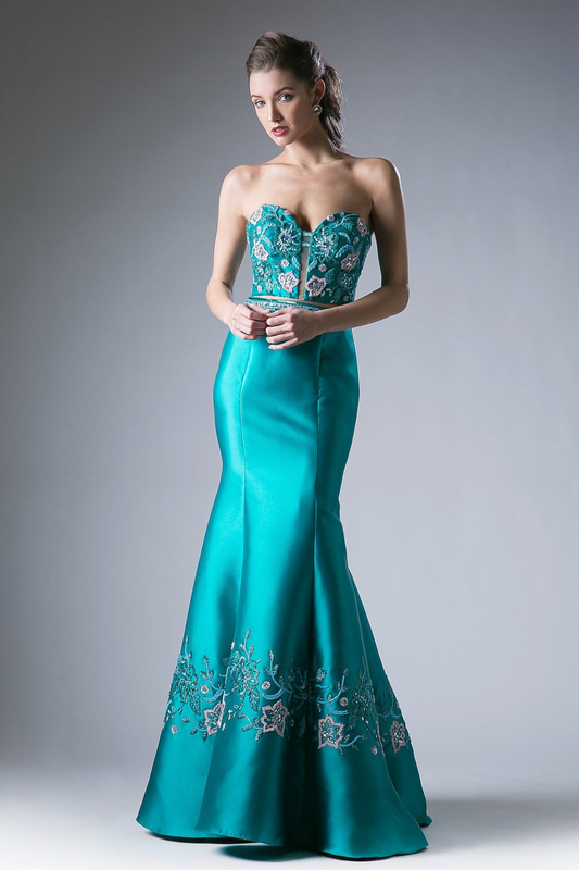 Beaded Satin Mermaid Gown-0