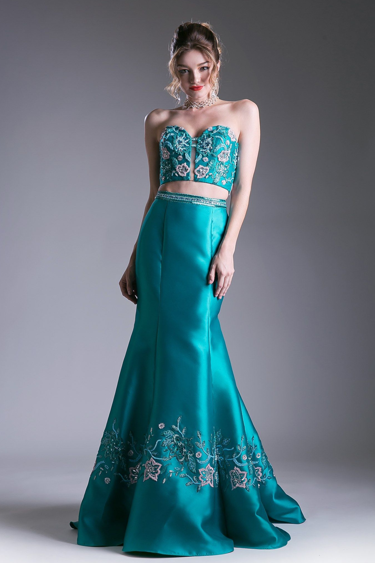 Beaded Satin Mermaid Gown-2