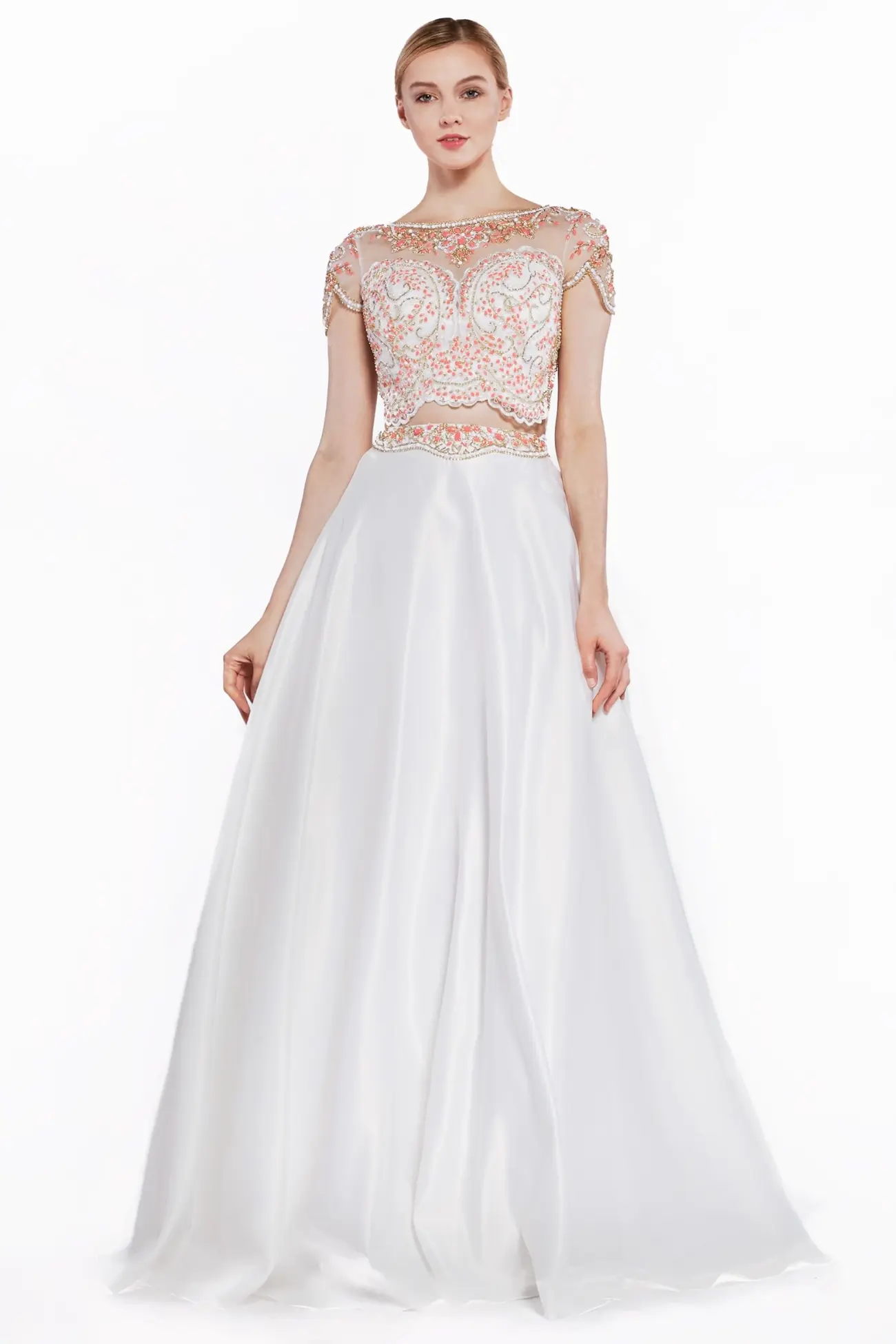 Beaded 2 Piece Satin Ball Gown by Tux-USA