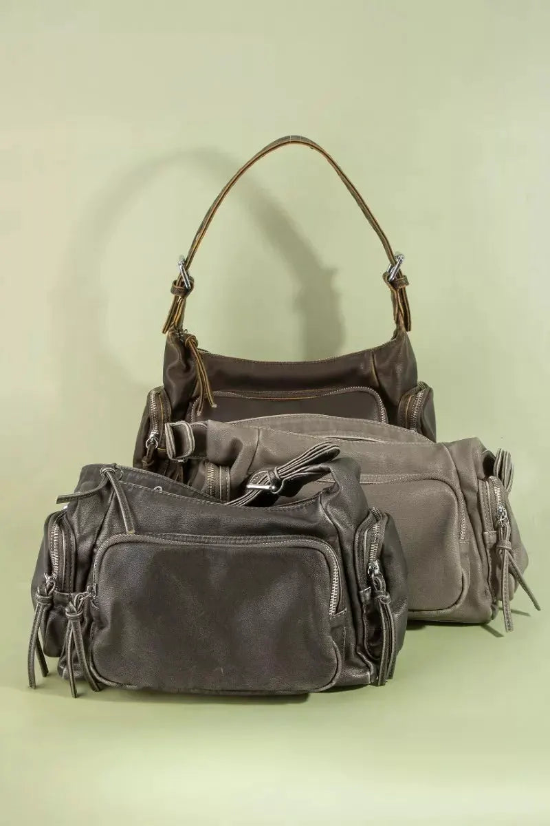 Fame Multi Pocket Leather Shoulder Bag by Partner Label