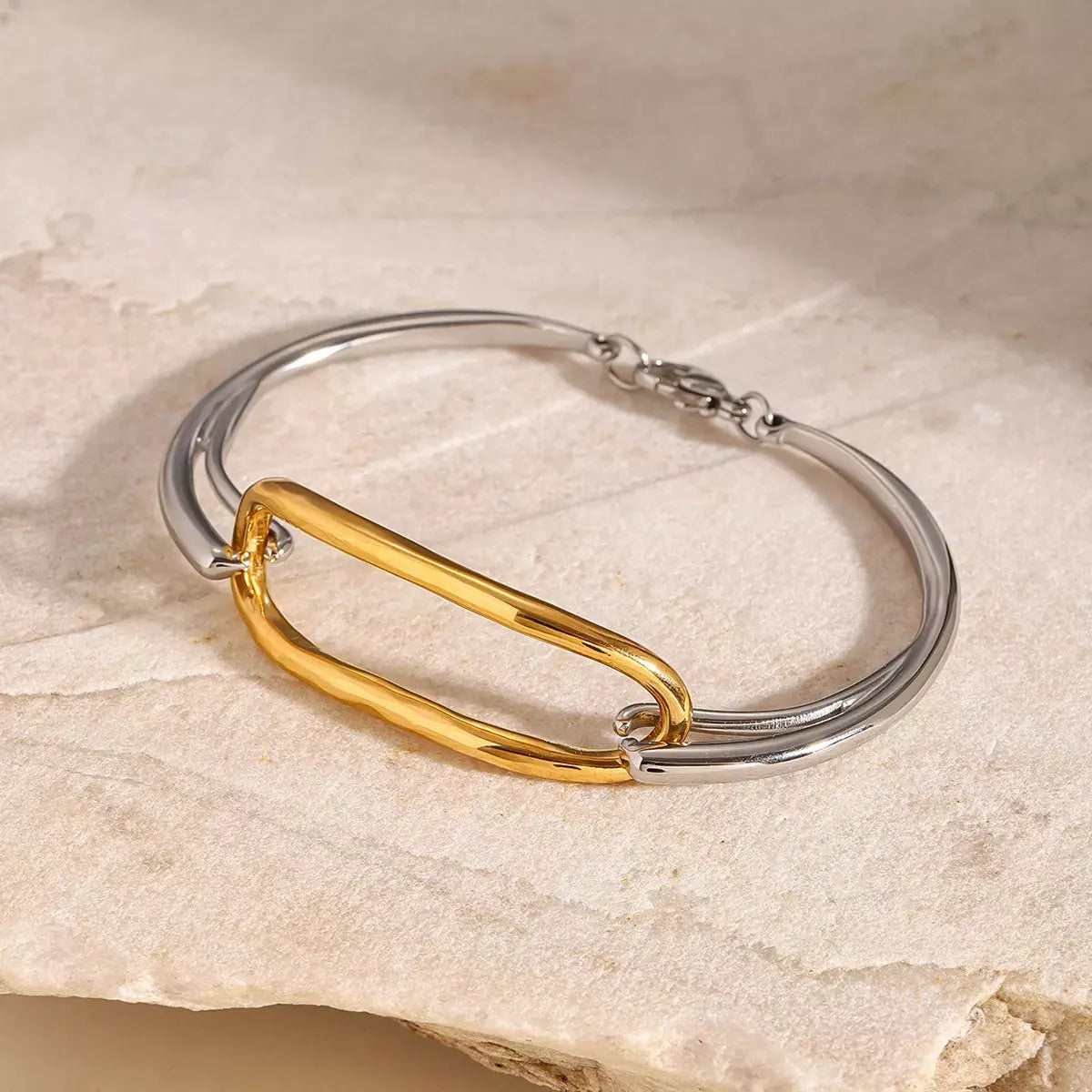Two-Tone Geometric Link Bracelet by Partner Label