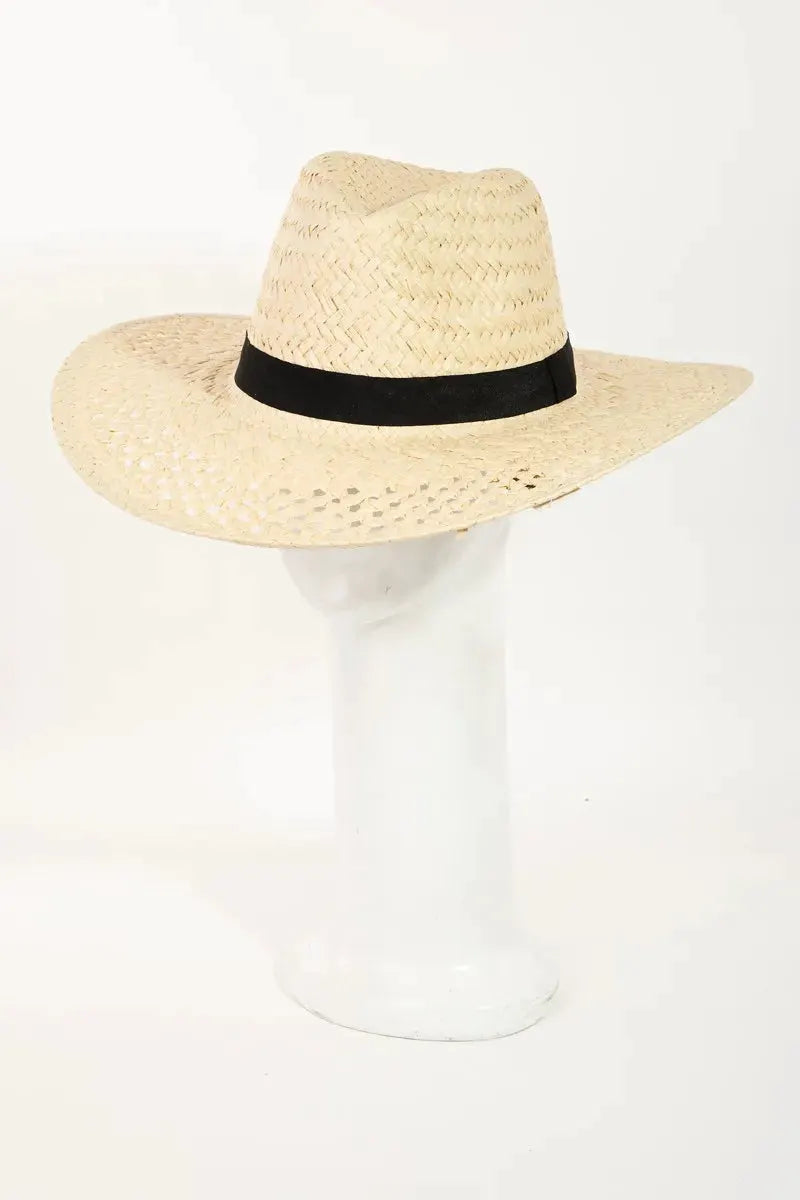 Fame Basket Weave Straw Sun Hat by Fame