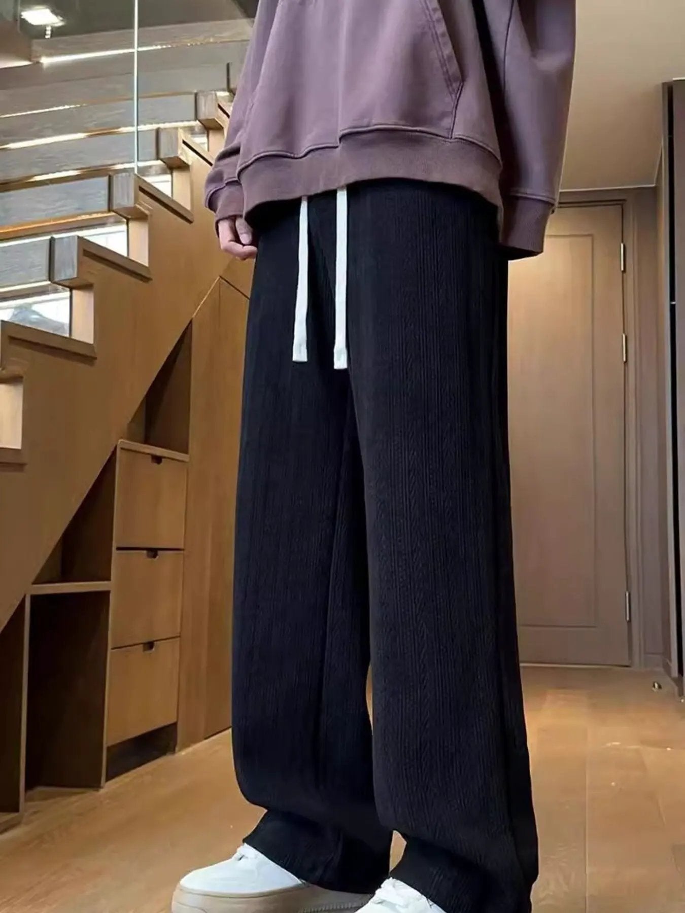 Men's Plus Size Texture Wide Leg Pants by Partner Label
