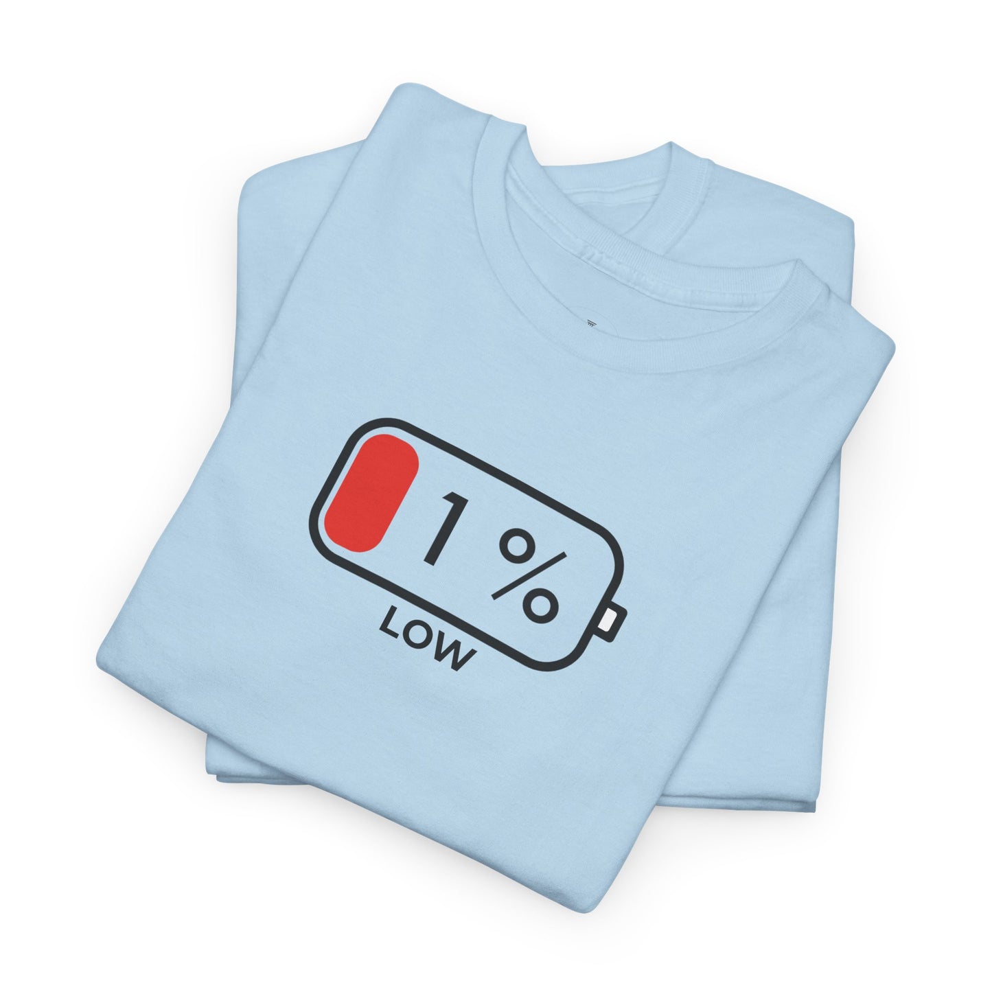 Low Battery Graphic T Shirt | Minimalist Battery Icon Unisex Casual Tee