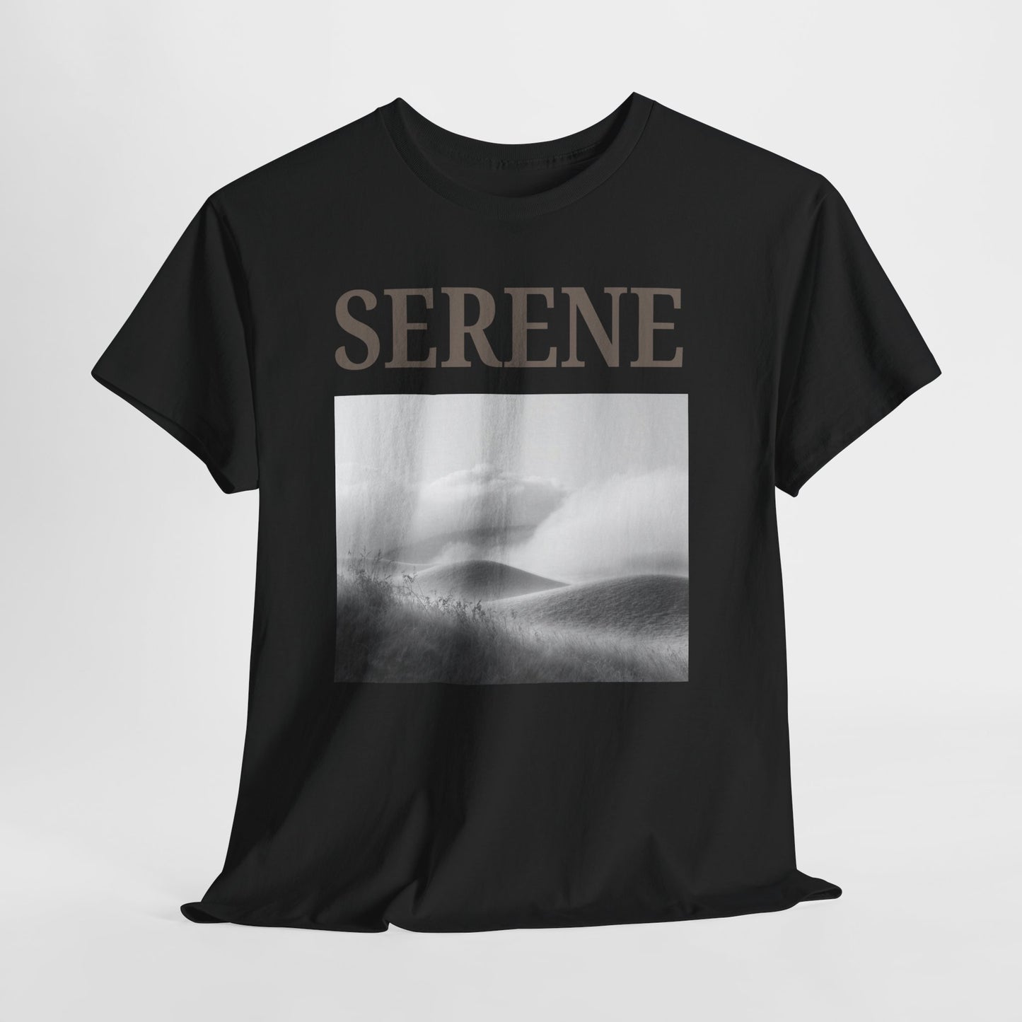 Serene Scenic T Shirt | Minimal Black and White Landscape Graphic Unisex Tee