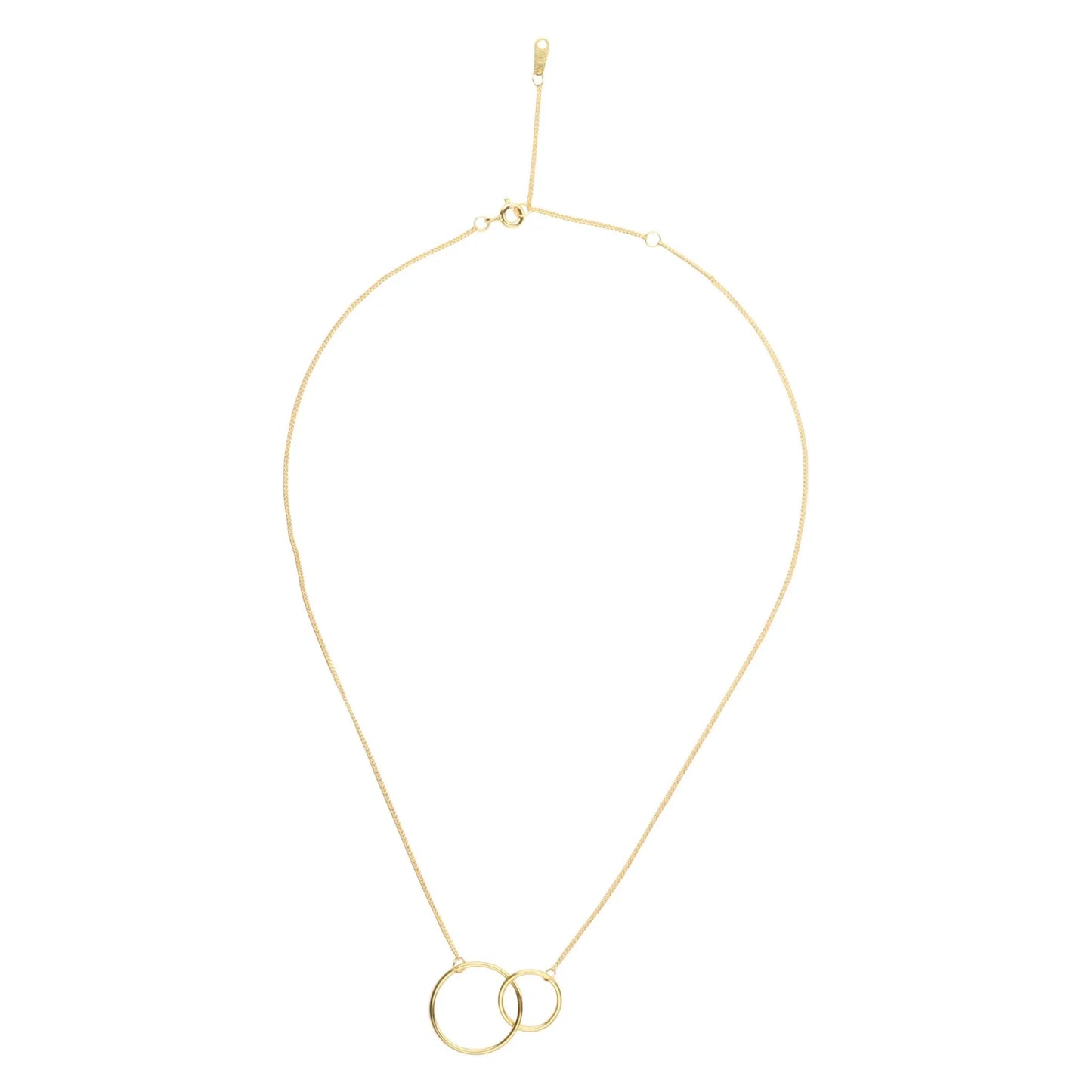 14K Gold Plated Two Circle Interlocking Pendant Necklace by Nichestar