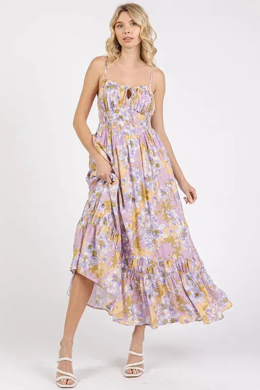 Mittoshop Floral Smocked Back Ruffled Hem Maxi Cami Dress by Mittoshop