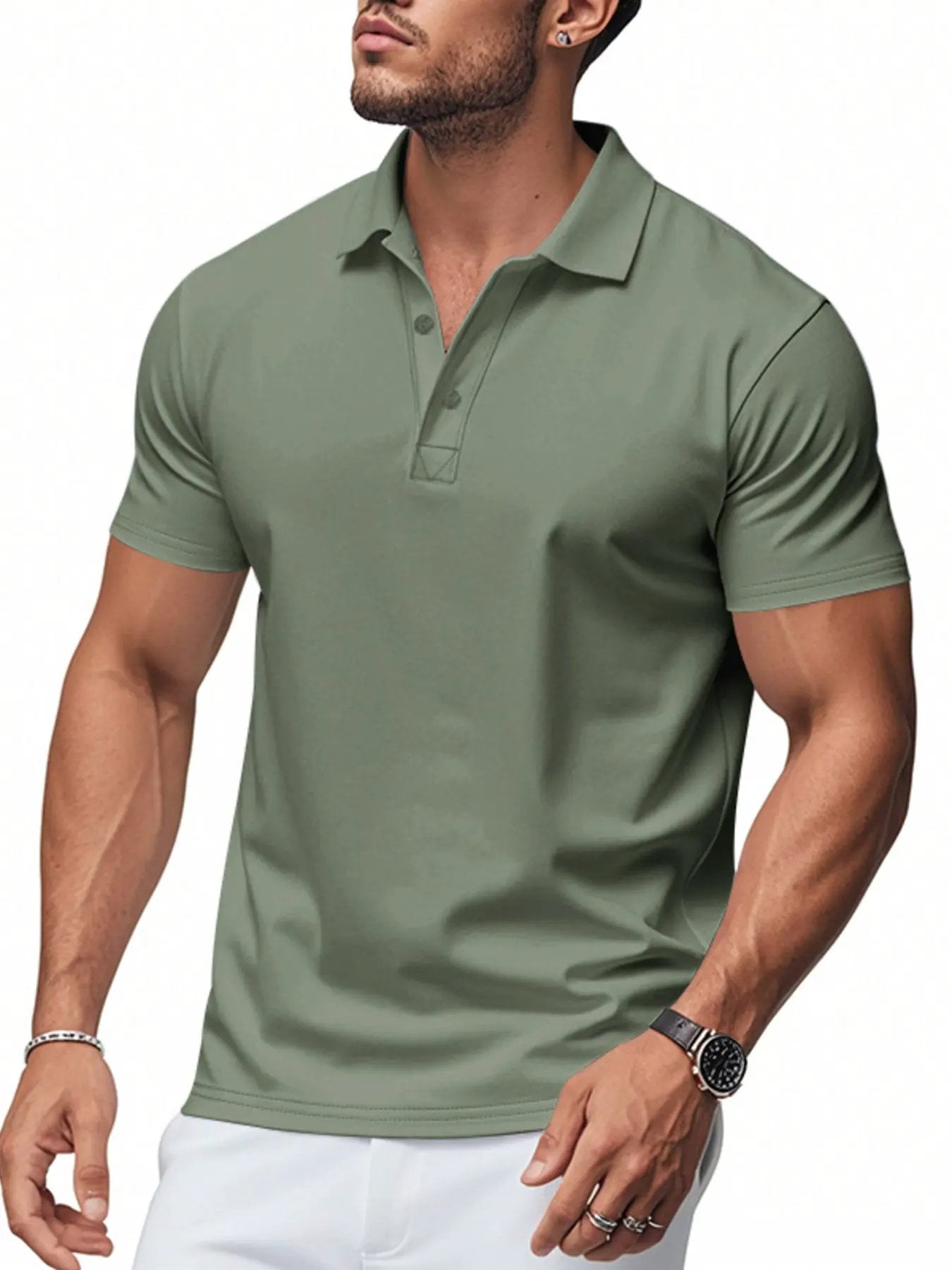 Men's Full Size Classic Fit Short Sleeve Polo Plus Size by Trendsi