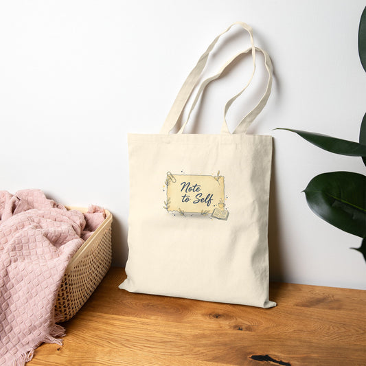 Note to Self canvas tote | handwritten reminder, post‑it note aesthetic
