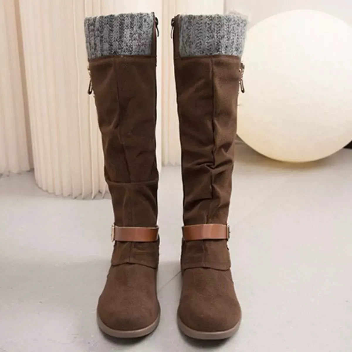 Knee High Slouch Boots with Knit Cuff by Partner Label