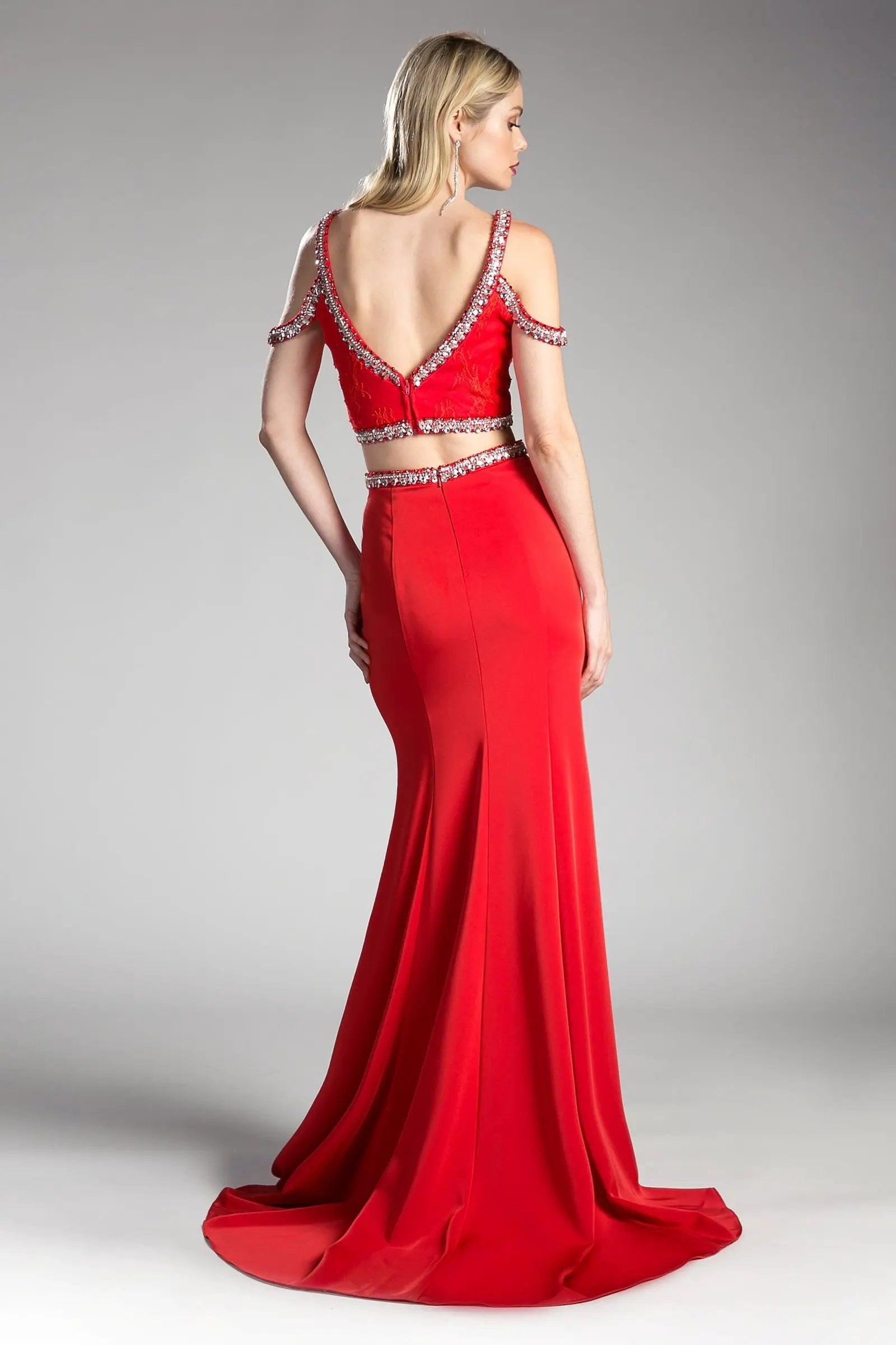 Two Piece Fitted Gown with Stretch Jersey and Beaded Details by Tux-USA
