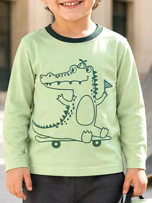 Children's Crocodile Graphic Long Sleeve T-Shirt by Trendsi
