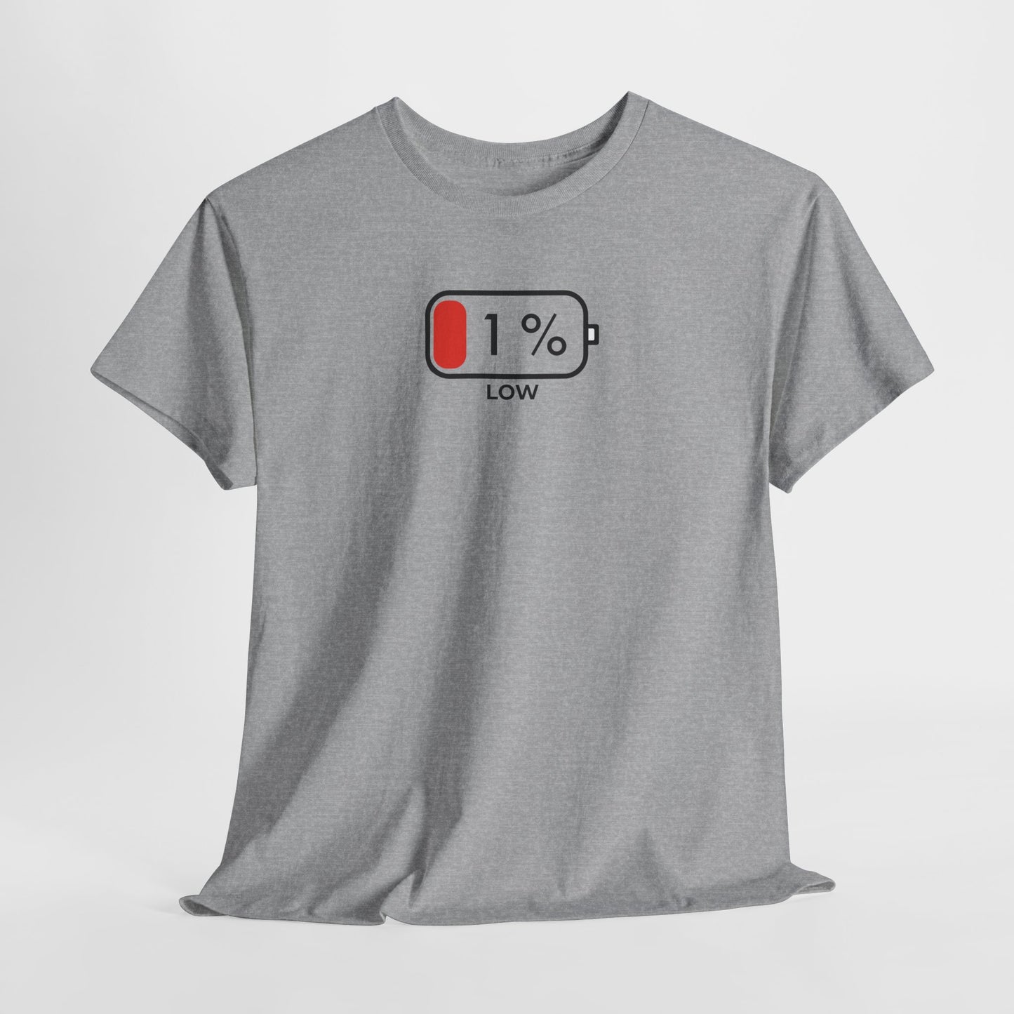 Low Battery Graphic T Shirt | Minimalist Battery Icon Unisex Casual Tee