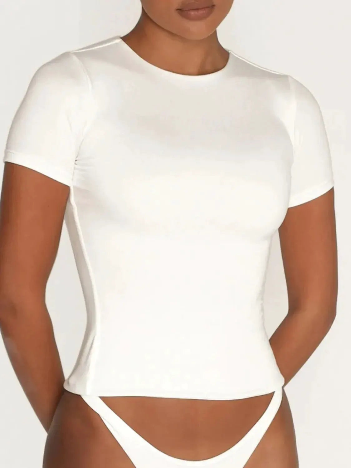 Round Neck Short Sleeve Swim Top by Partner Label